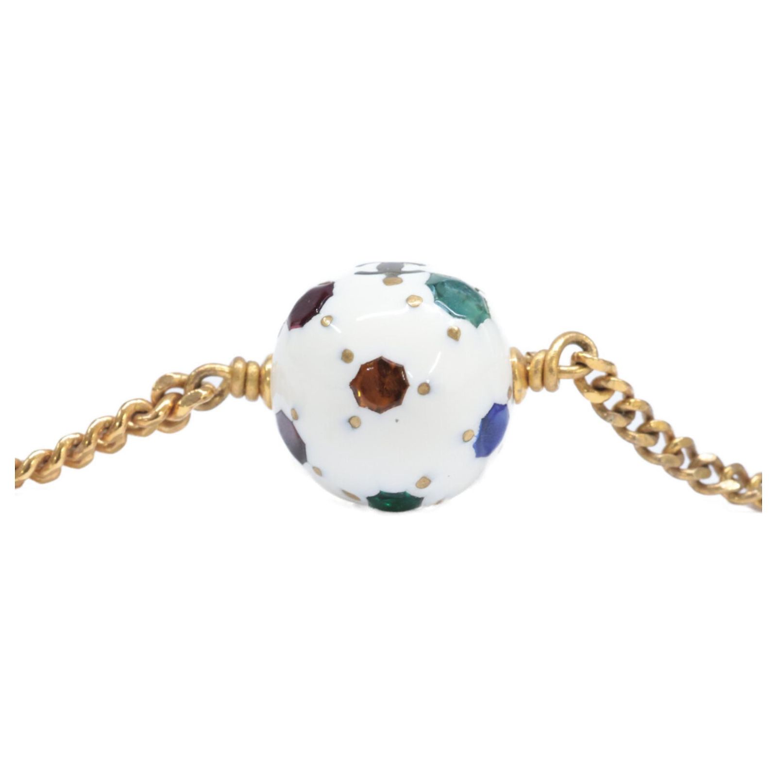 Chanel Coco Mark Soccer Ball Motif Charm Bracelet White 