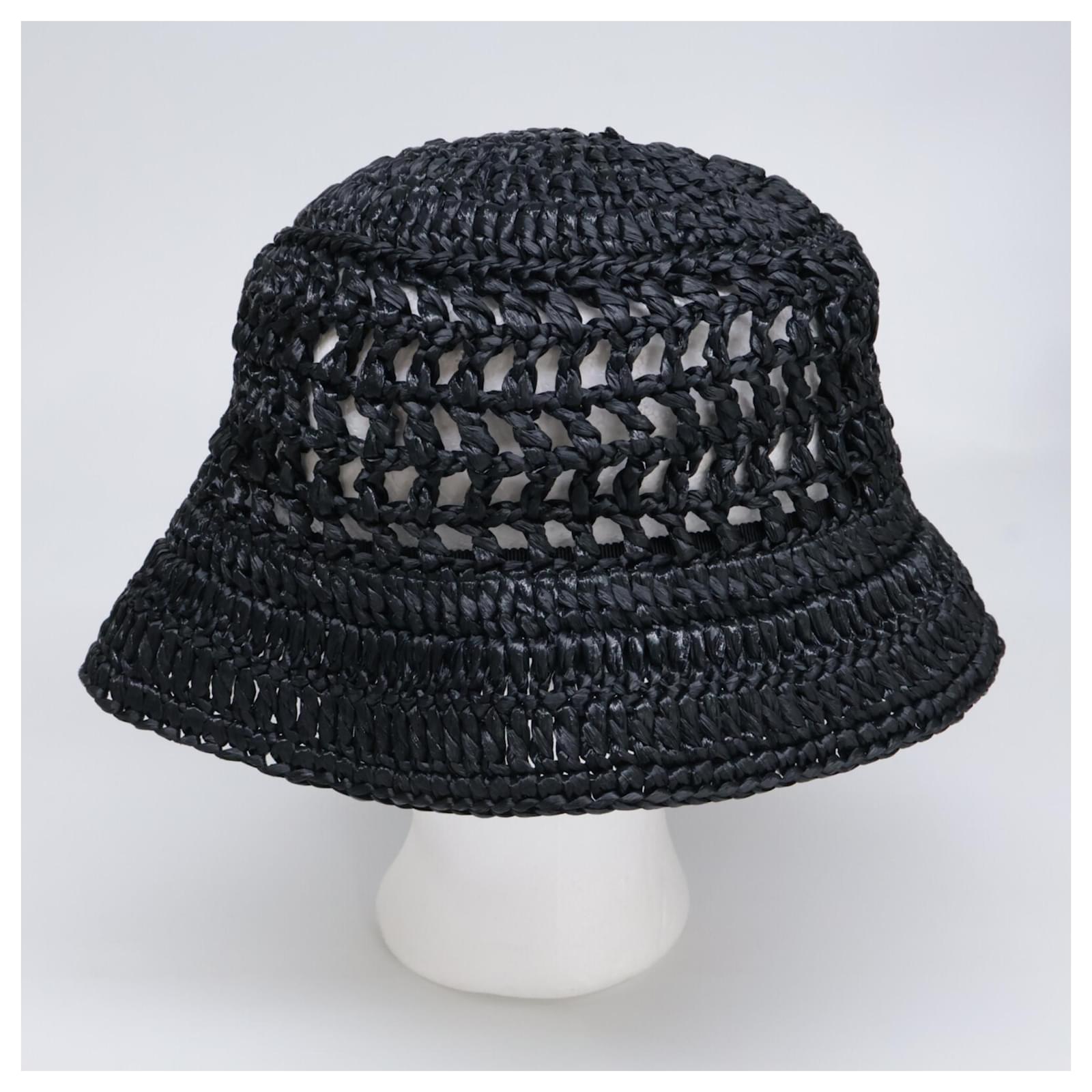 Prada Black Woven Fabric Bucket Hat Viscose ref.2924493 - Joli Closet