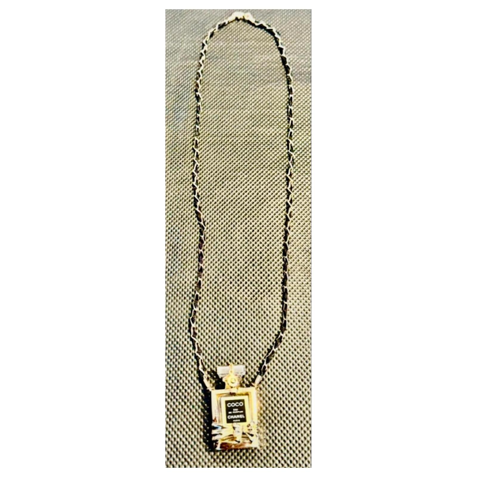 Chanel COCO Eau de Parfum Pendant Necklace Black Gold hardware