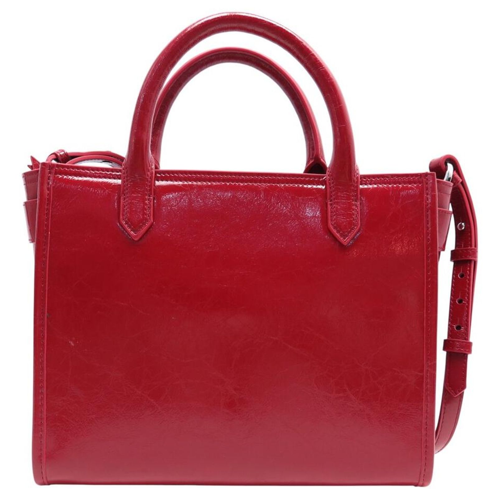 NEW ZADIG & VOLTAIRE SMALL ANGEL TOTE XS RED LEATHER CROSSBODY BAG