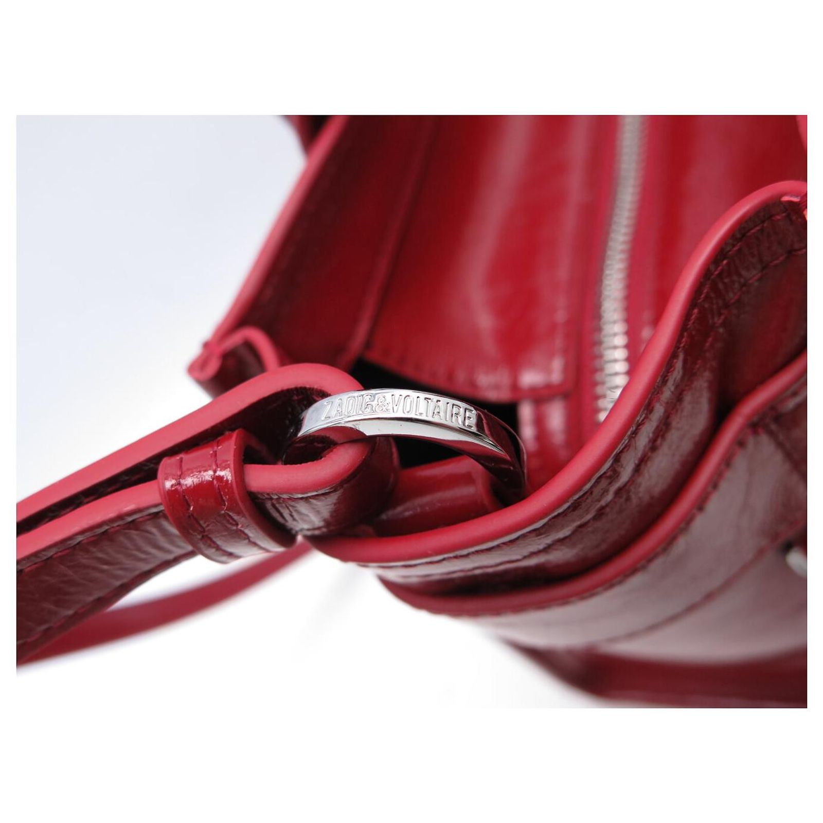 NEW ZADIG & VOLTAIRE SMALL ANGEL TOTE XS RED LEATHER CROSSBODY BAG