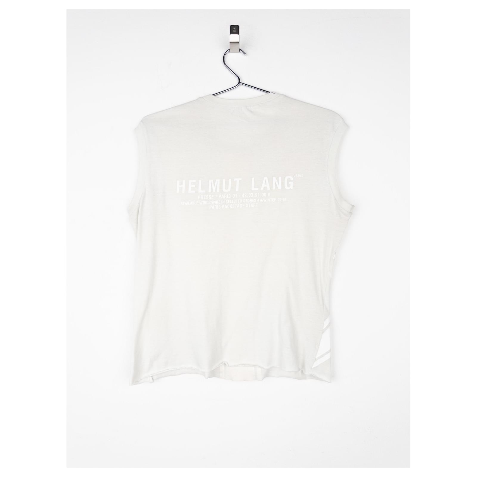 Helmut Lang SS97 Union-Jack Backstage Logo Print Tank Top White