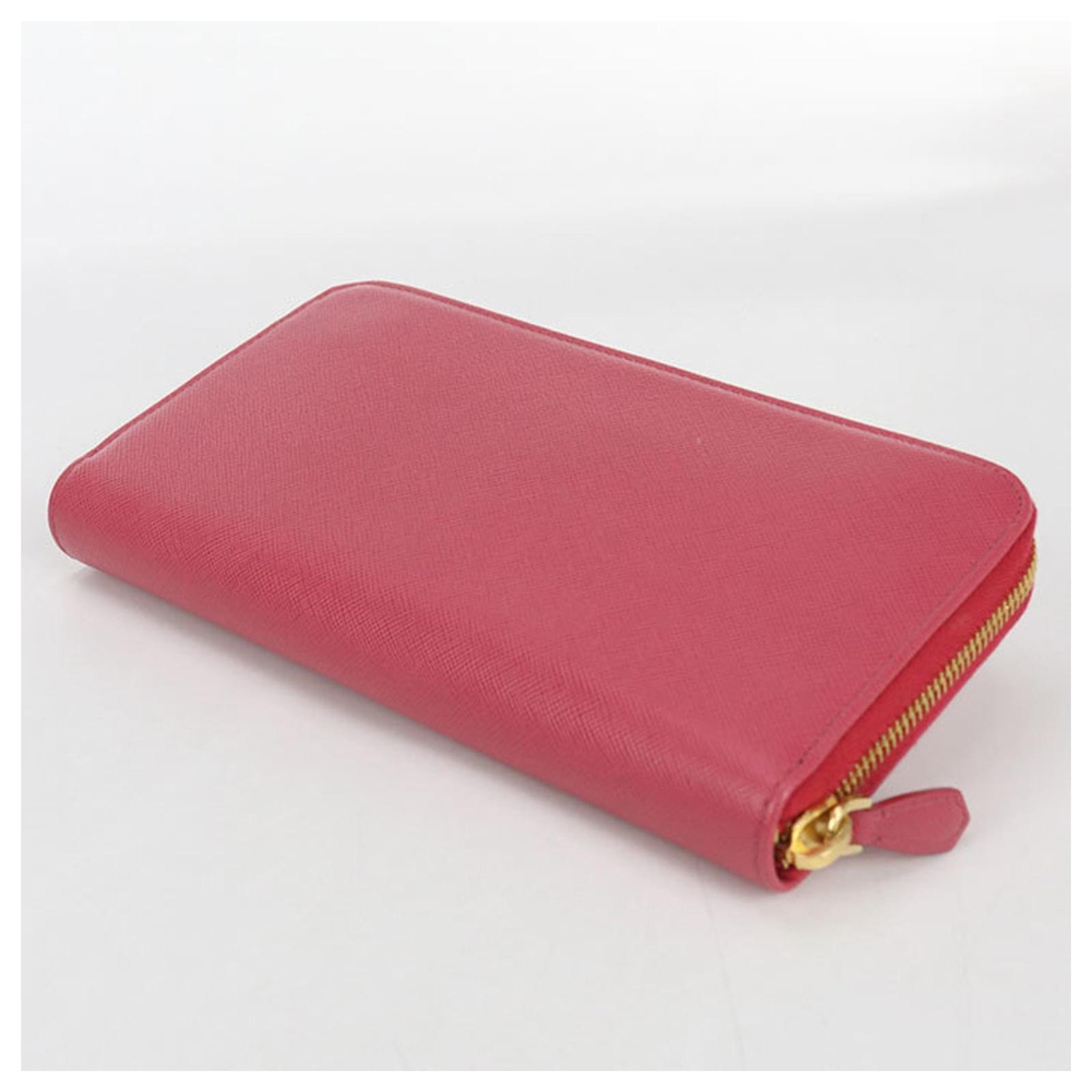 PRADA Women's Pink Saffiano Leather Around Long Wallet ref.2961907