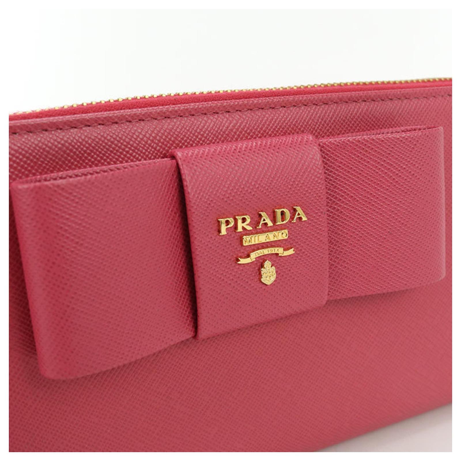 PRADA Women's Pink Saffiano Leather Around Long Wallet ref.2961907