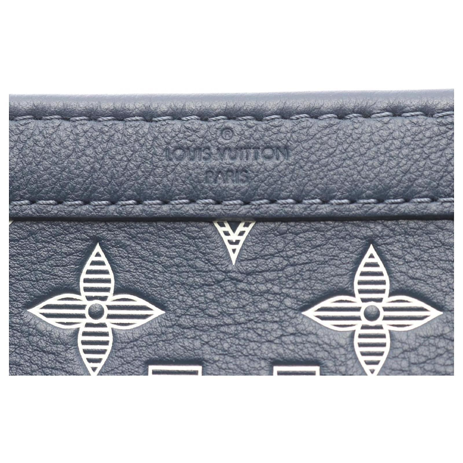 Louis Vuitton Monogram Shadow Leather Gaston Wallet Bag Blue Pony-style ...