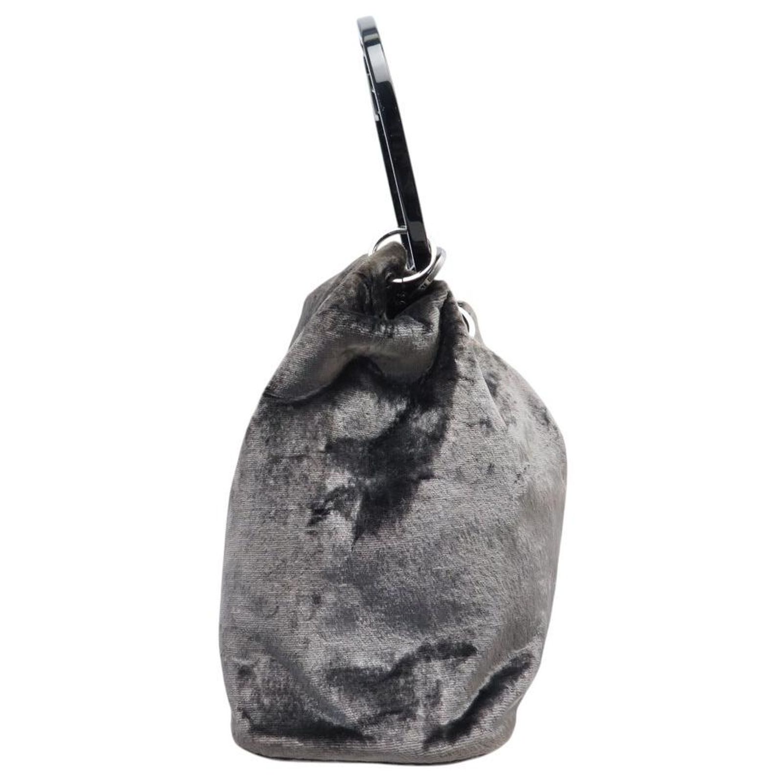 VINTAGE GUCCI BUCKET HAND BAG TOM FORD 1999 GRAY VELVET Grey ref 