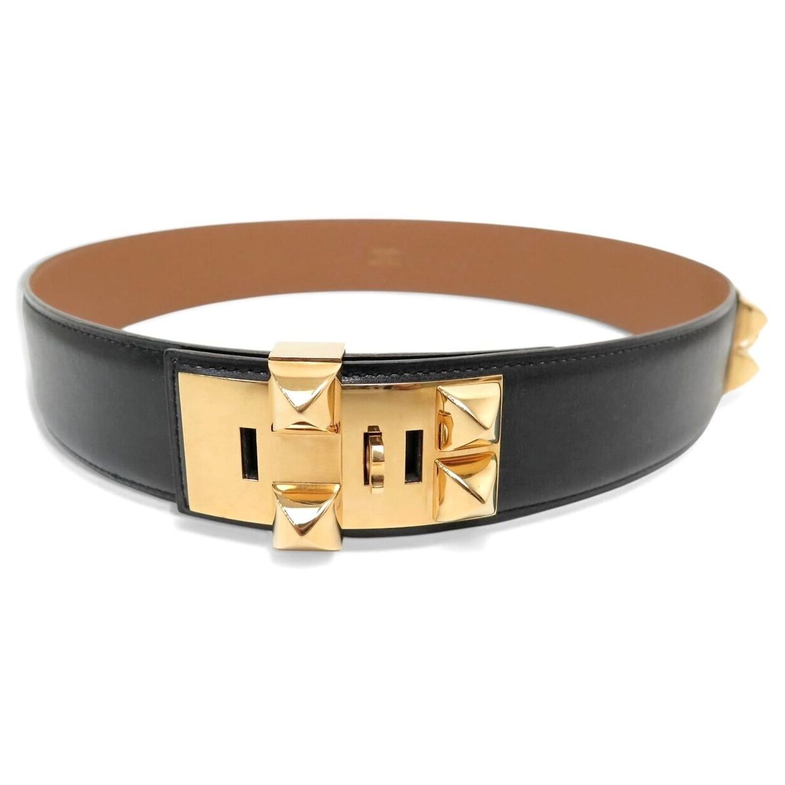 Hermès VINTAGE HERMES MEDOR COLLAR DOG BOX LEATHER BELT  display picture 1