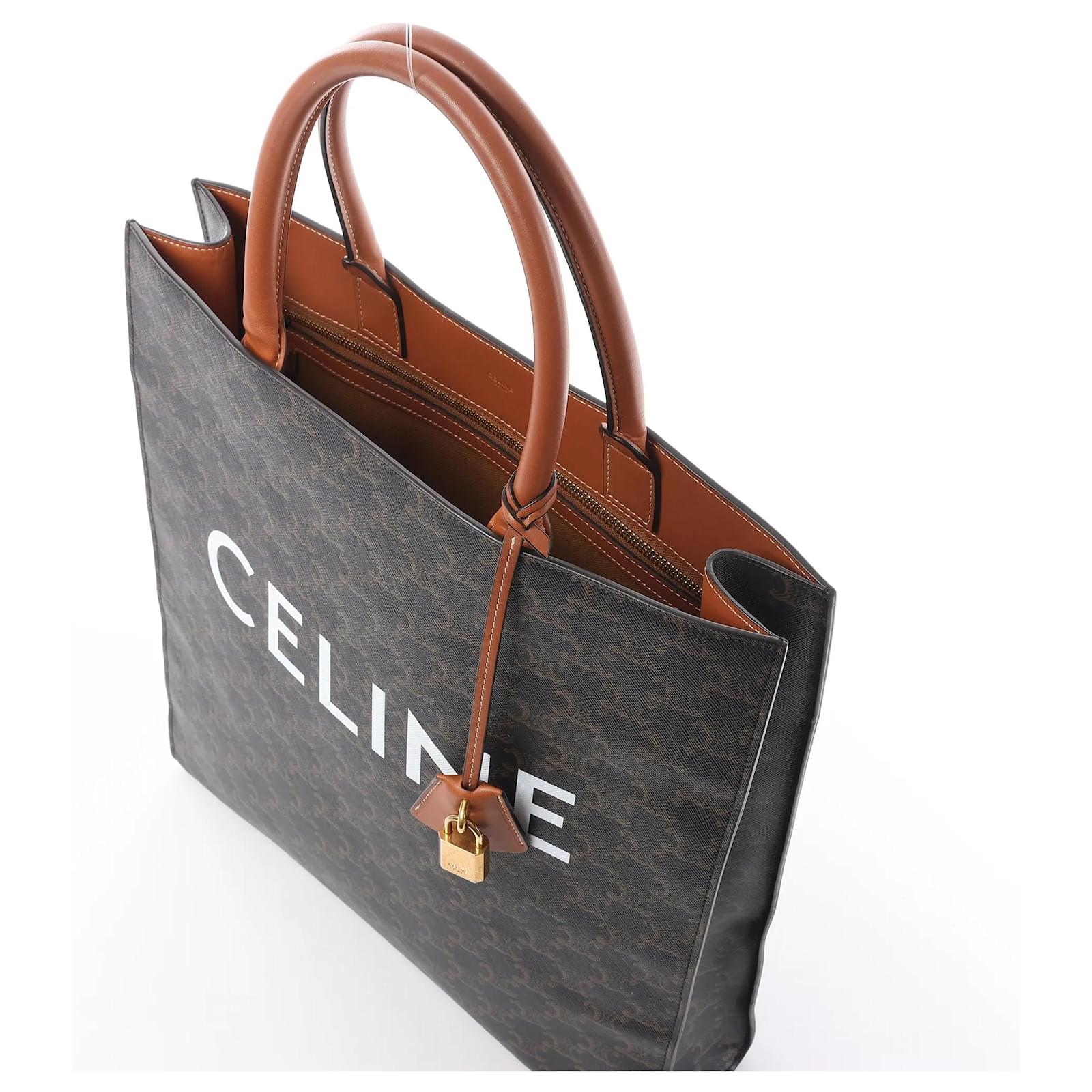 Céline Celine Triomphe Vertical Cabas Large PVC x Leather Handbag