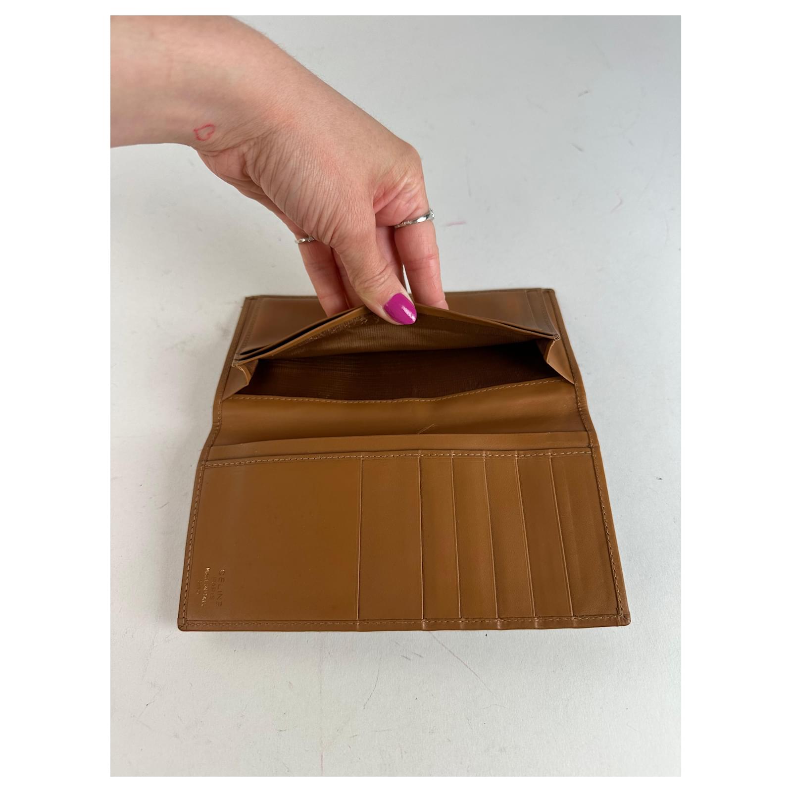 小物 Celine Macadam Triomphe Folding Wallet Céline Vintage Celine Macadam Triomphe Monogram Coated Canvas Long