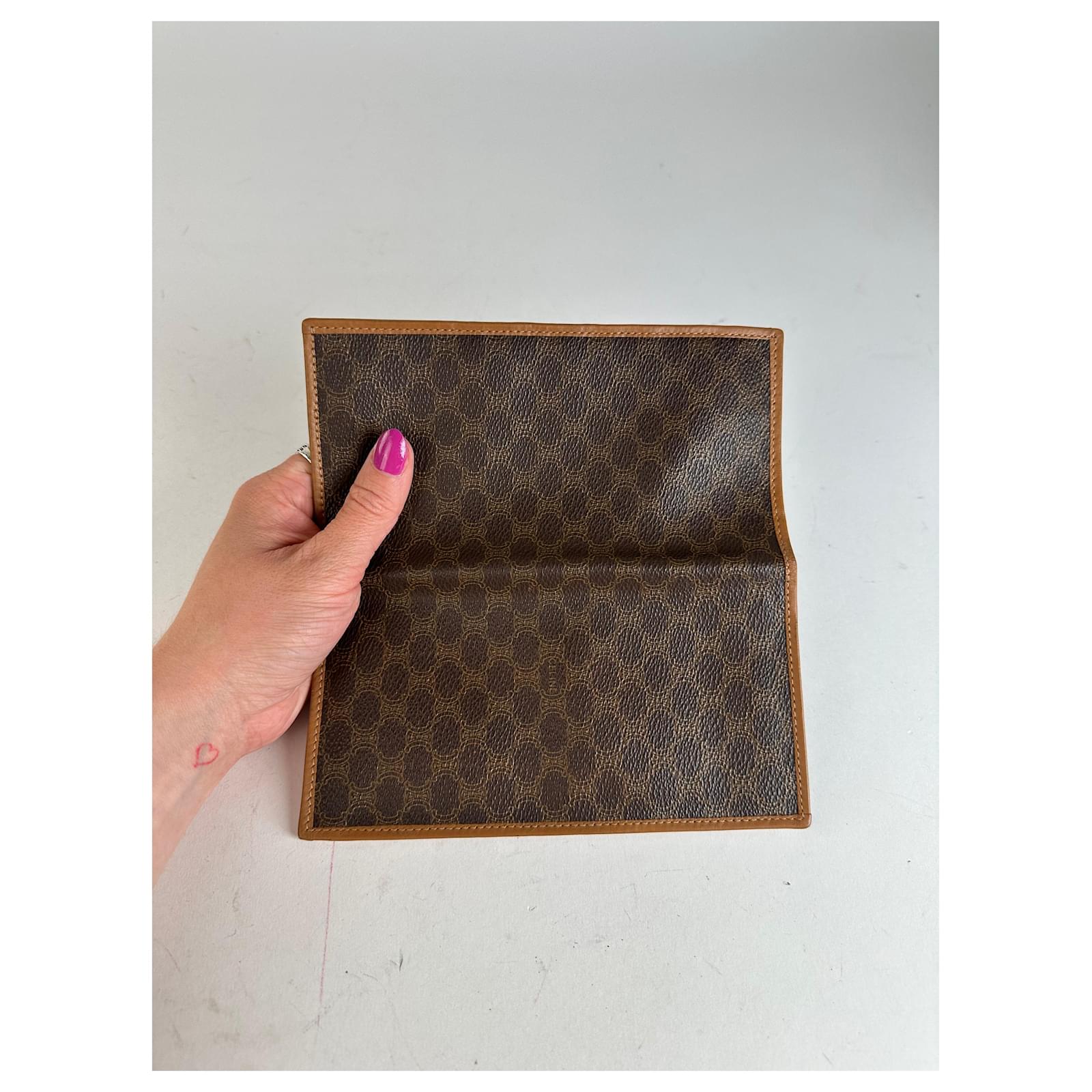 Céline Vintage Celine Macadam Triomphe Monogram Coated Canvas Long