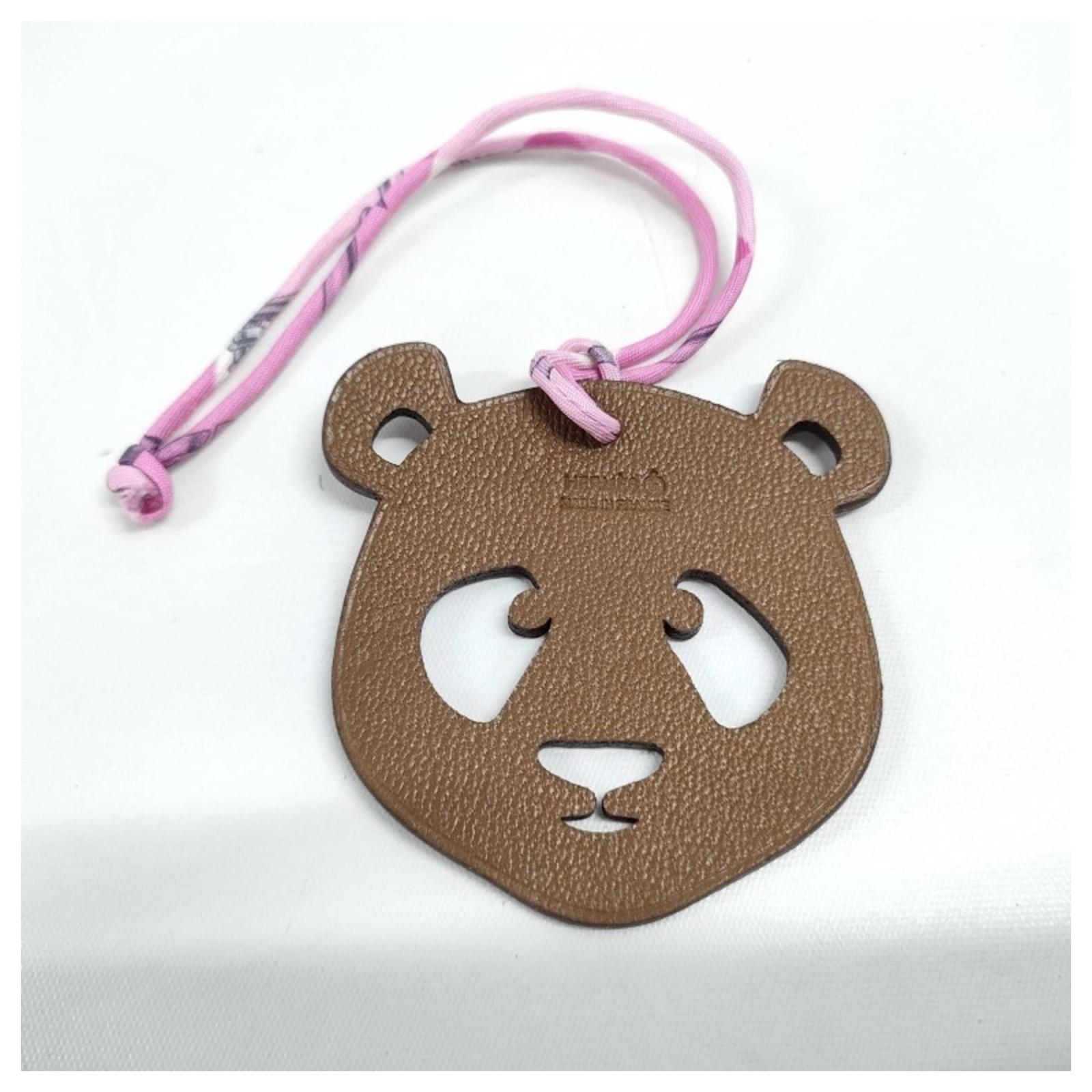 Hermès HERMES Petit H Bag Charm, Brown Leather, Women's, Panda