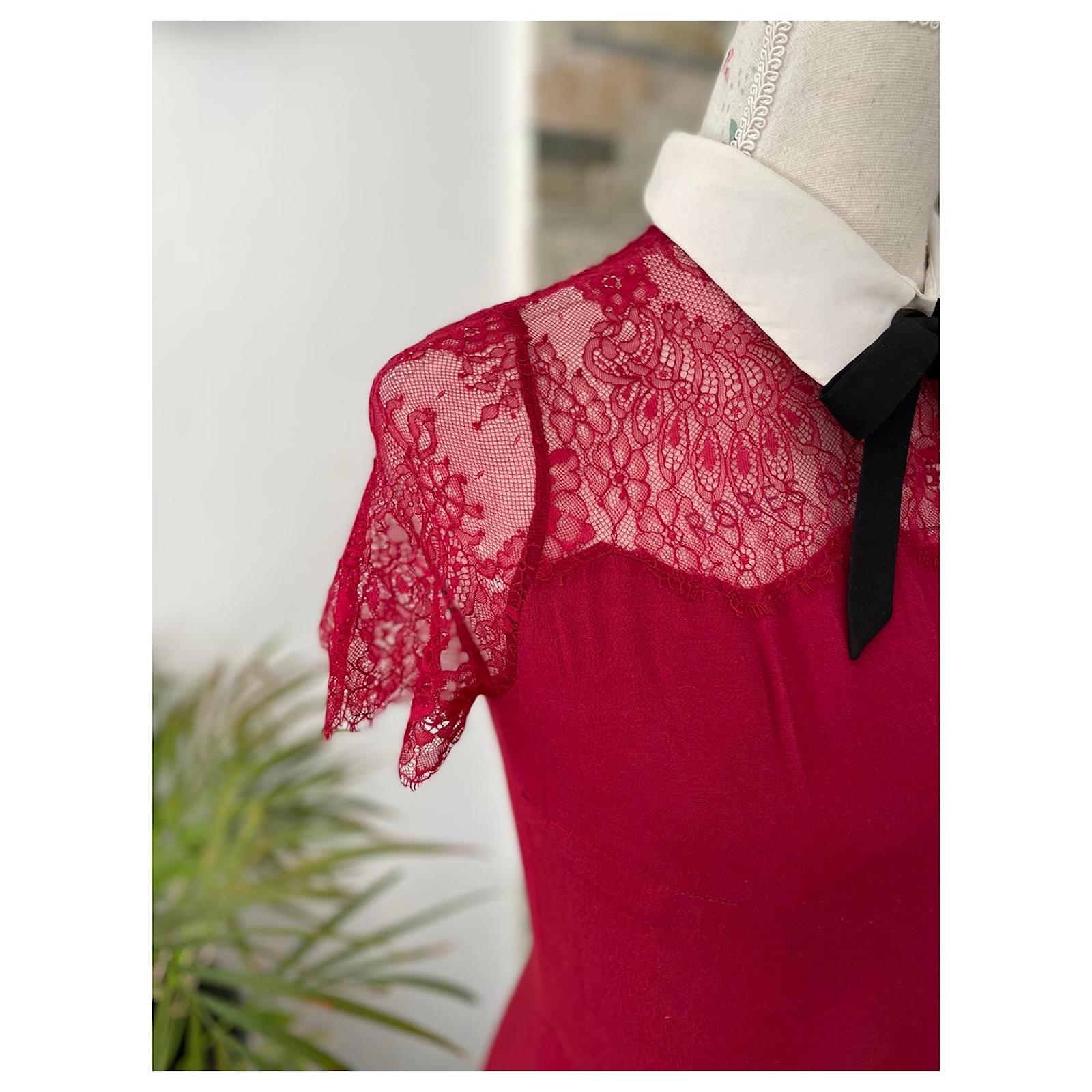 sandro red lace dress Sandro | Dresses | Sandro Lace Red Dress