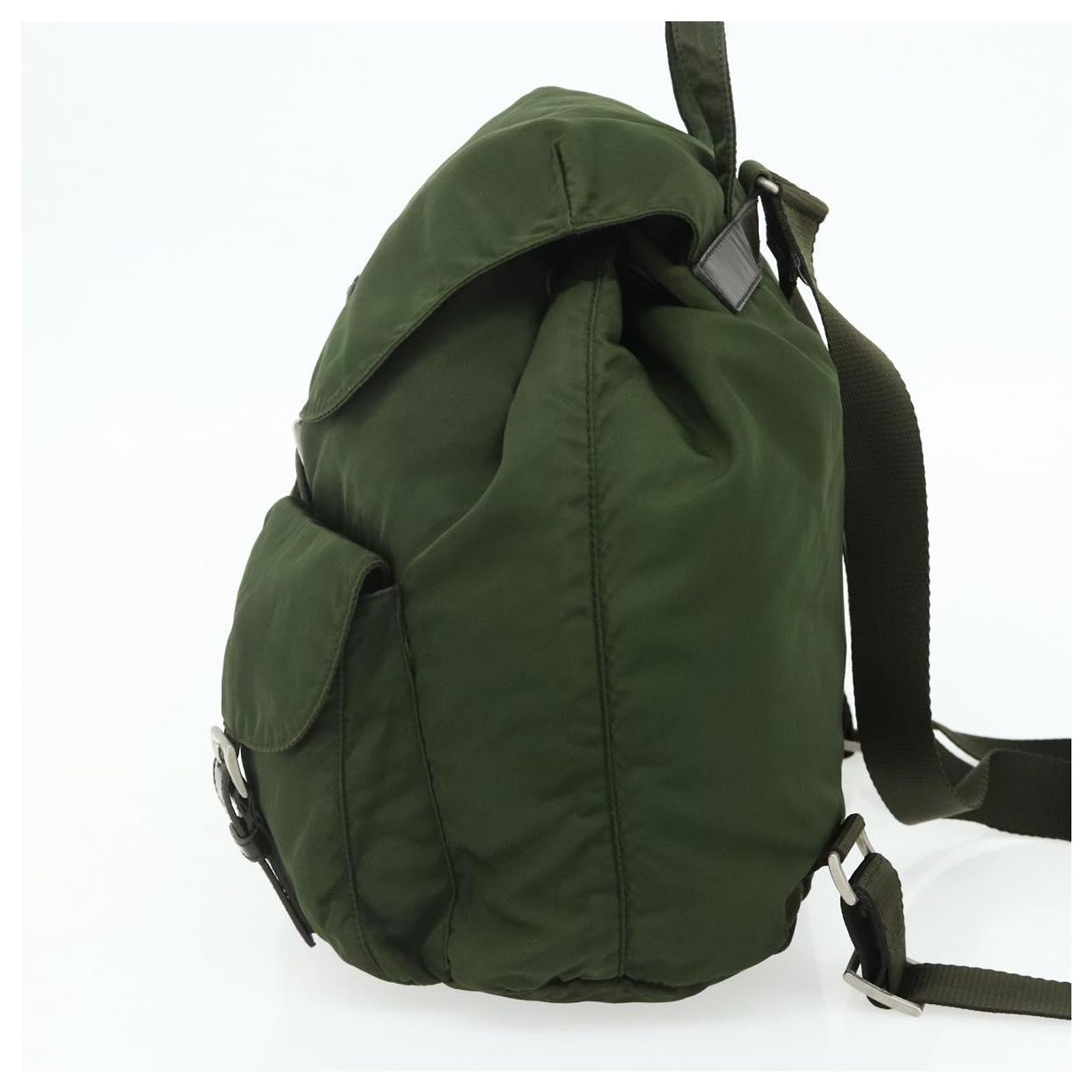 PRADA Backpack Nylon Green Silver Auth fm5321 Silvery ref  display picture 1