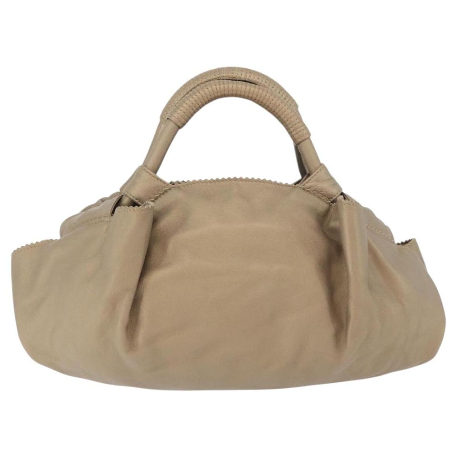 LOEWE Nappa Aire Anagram Hand Bag Leather Gold Auth ka4168A Golden 