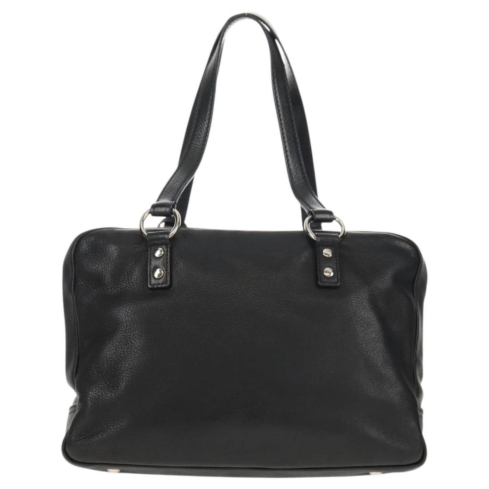 SAINT LAURENT Shoulder Bag Leather Black Silver 227747 Auth