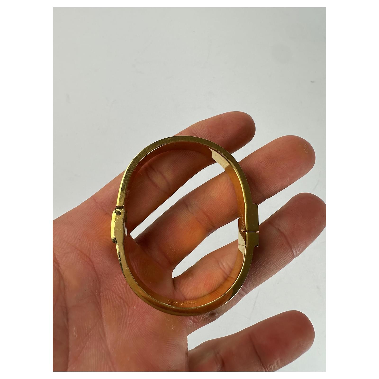 Vintage Loewe Anagram Hinged Bangle Bracelet Gold-Tone Black