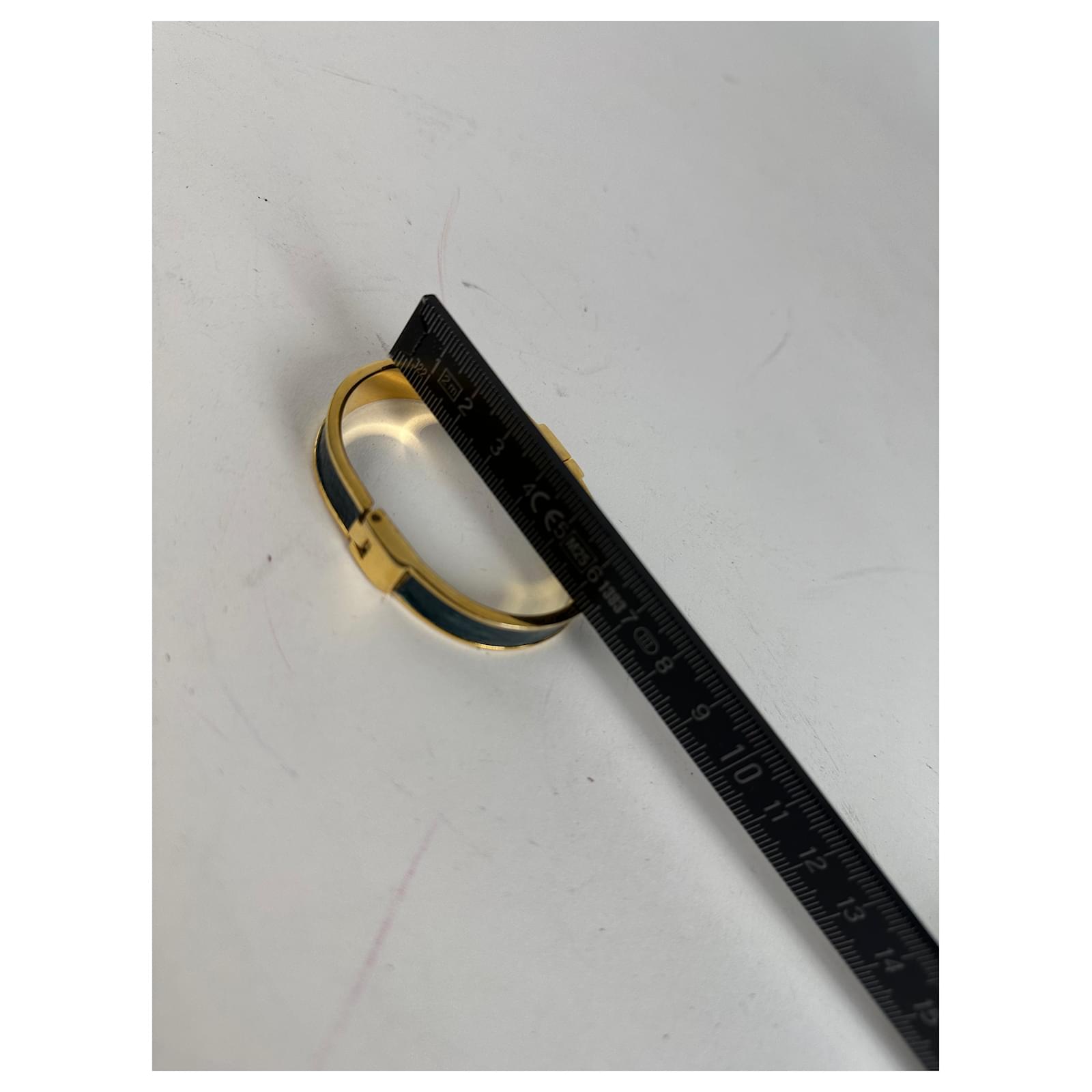 Vintage Loewe Anagram Hinged Bangle Bracelet Gold-Tone Black