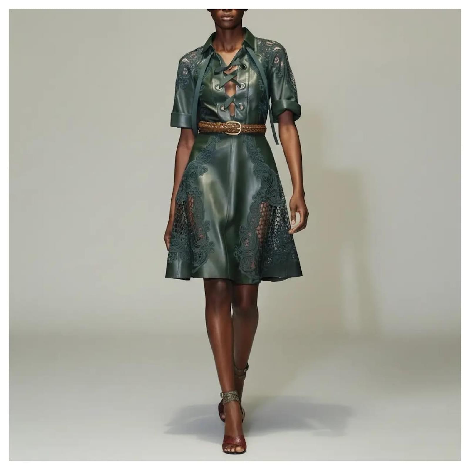 Gucci Dresses Green Leather ref.3096688 - Joli Closet