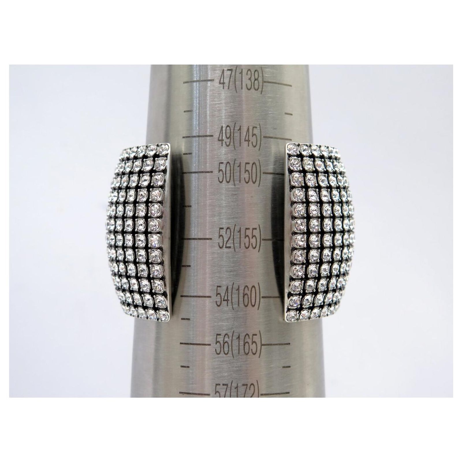 NEW BALENCIAGA GLAM STRASS CUFF BRACELET SIZE S 15.5 SILVER