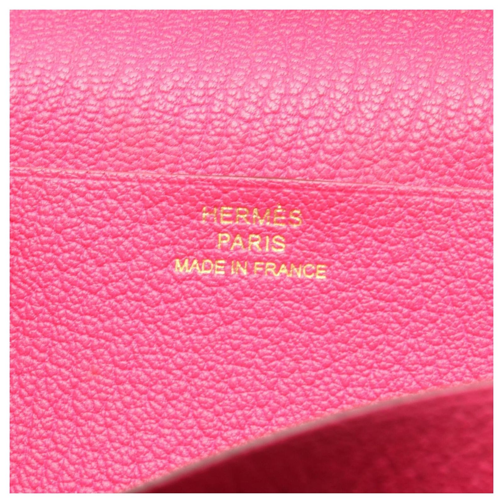 Hermès Hermes Bearn Soufflé Rose Shocking Bi-fold Long Wallet Pink 