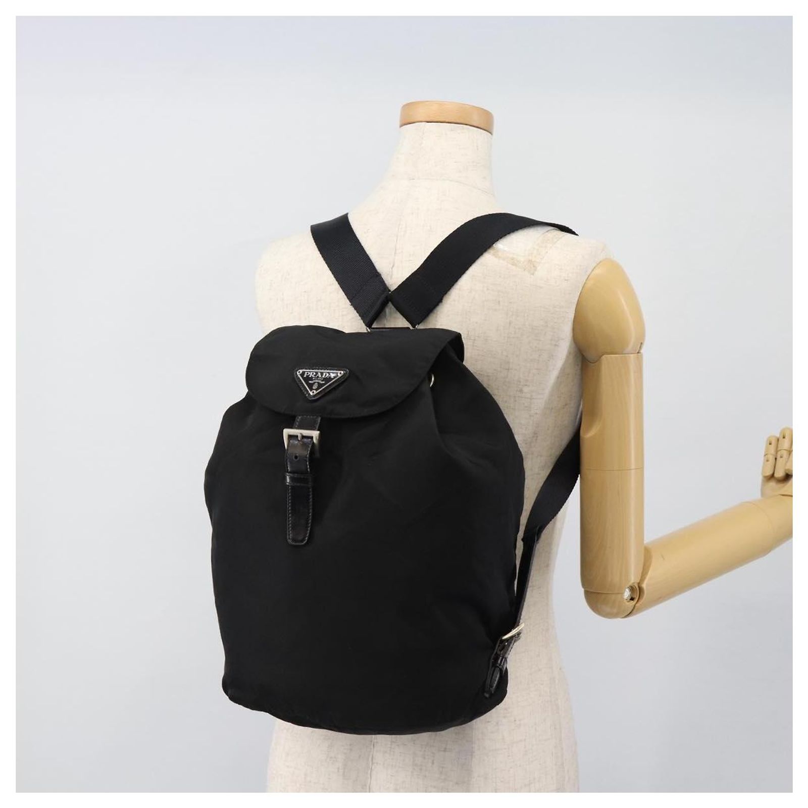 PRADA Backpack Nylon Black Silver Auth 180688A Silvery ref  display picture 3