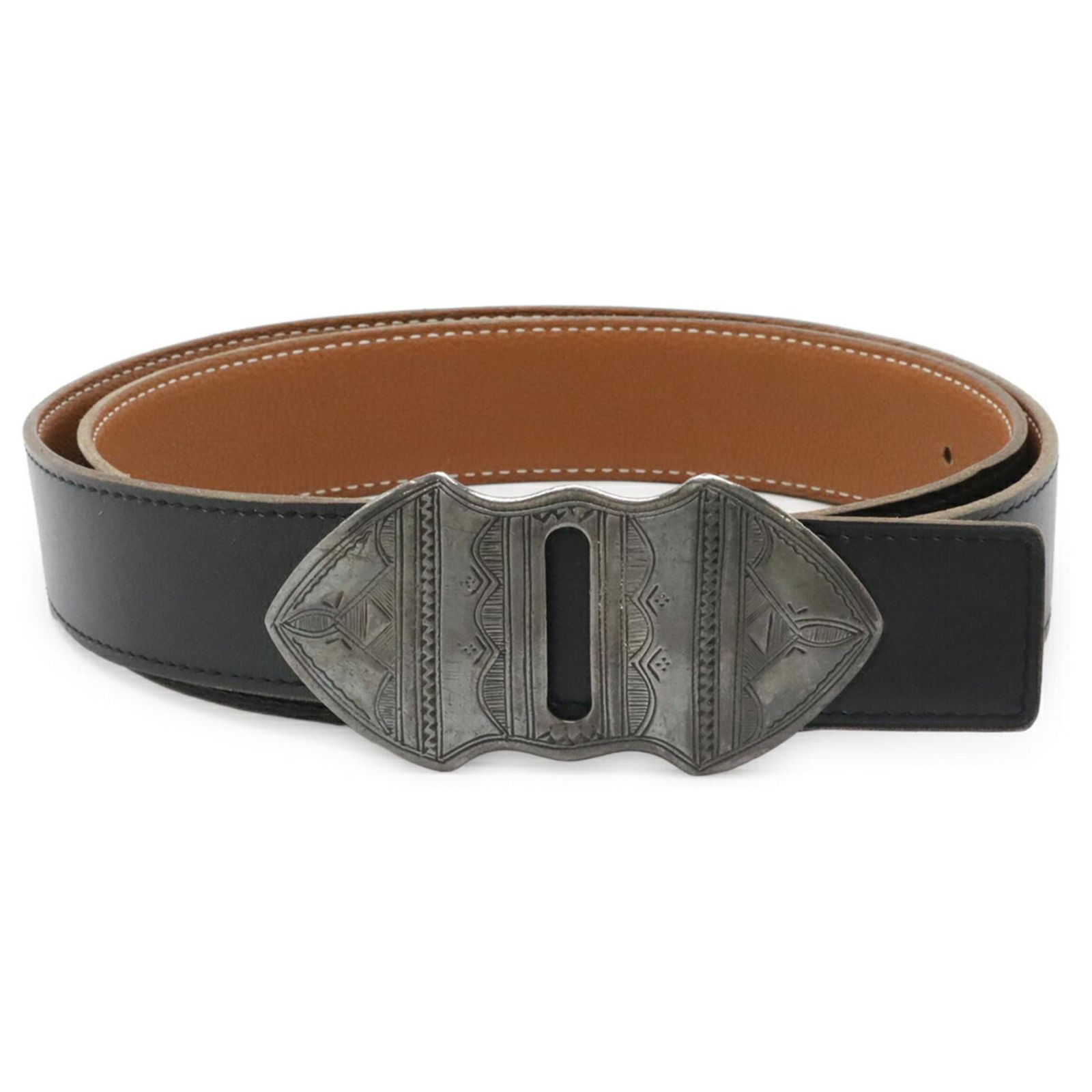 Hermès Hermes Touareg Reversible Leather Belt Black Light 