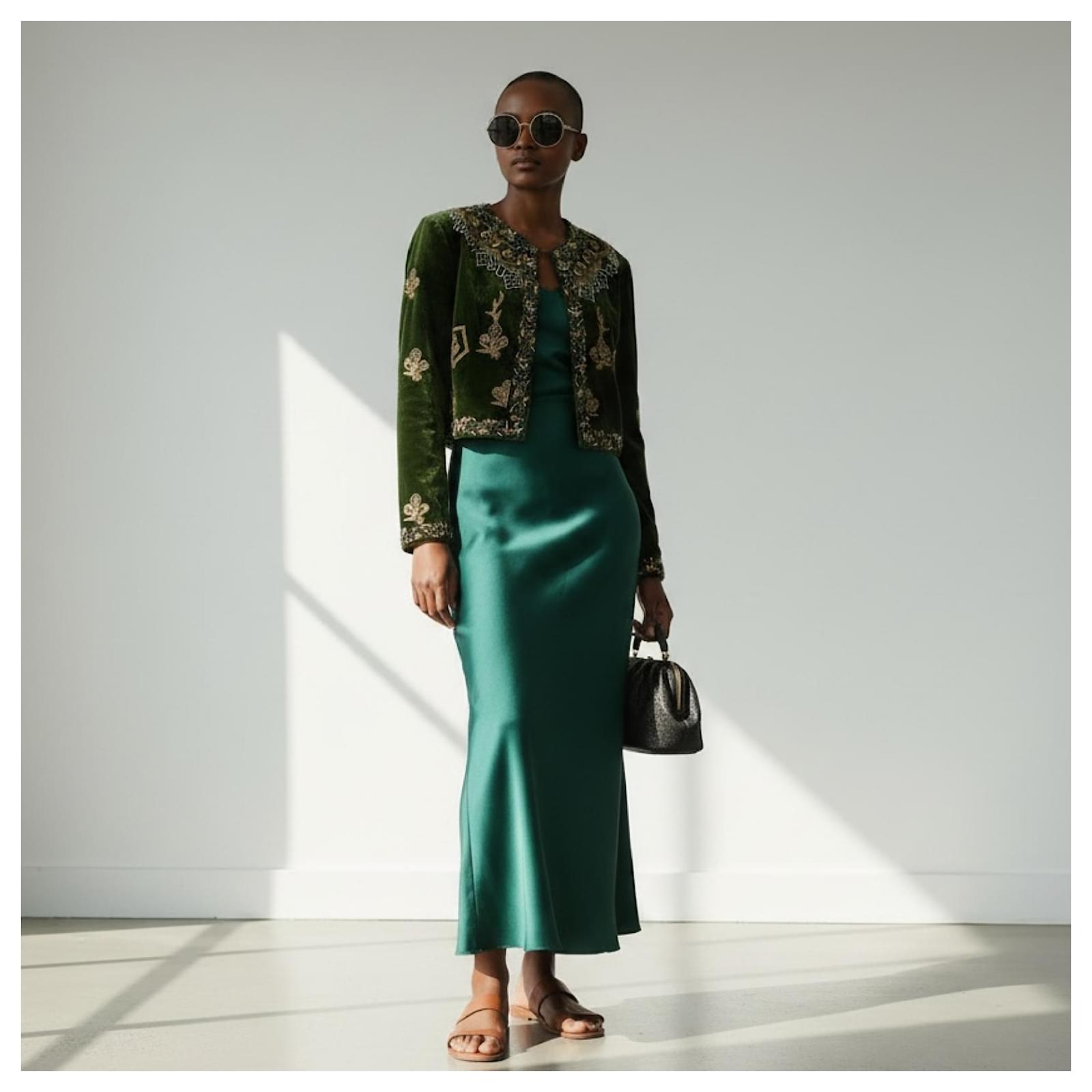 Etro Spring 2018 Runway Green Embroidered Velvet Jacket Silk ref