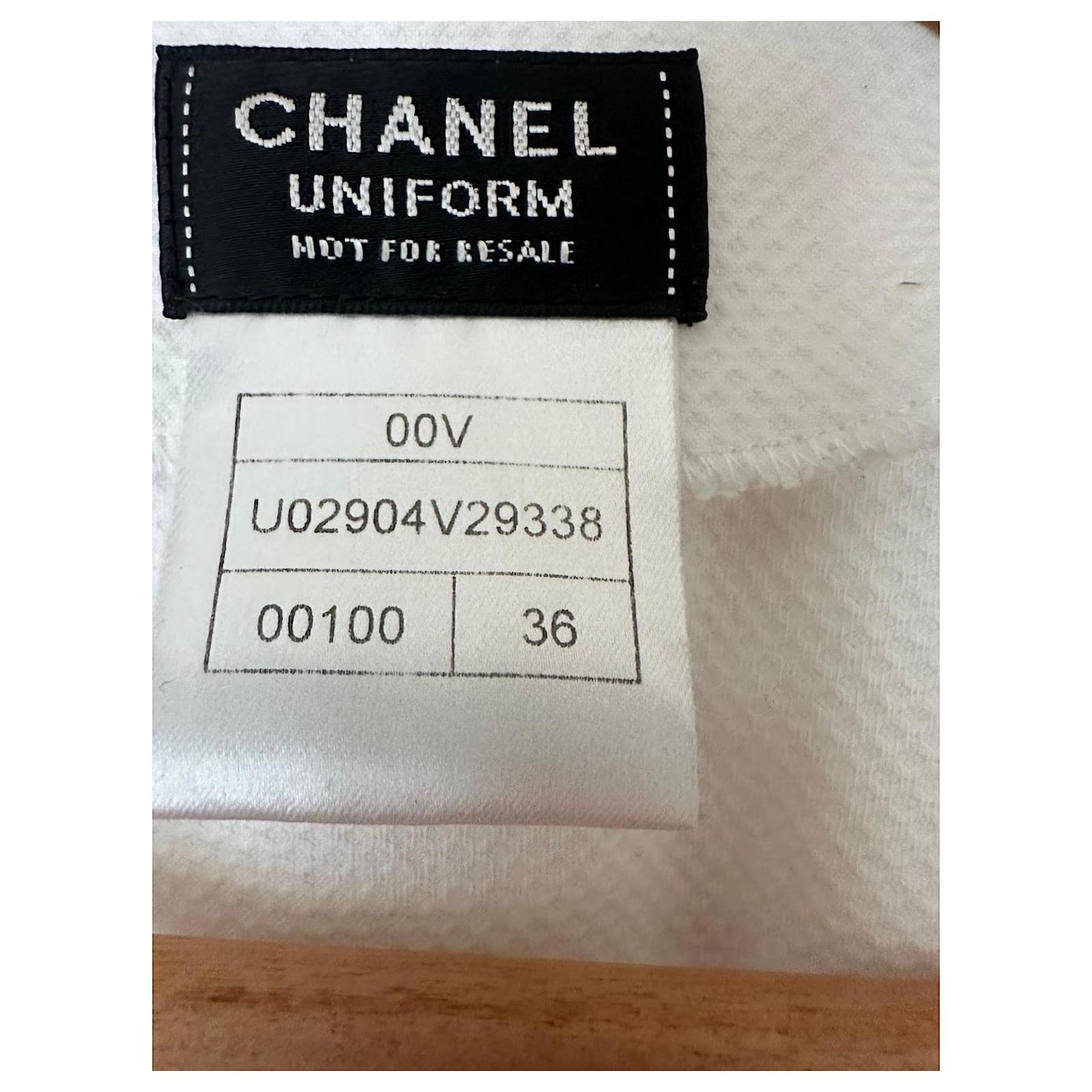 Chanel Uniform White Zipped Jacket Black Cotton Elastane ref