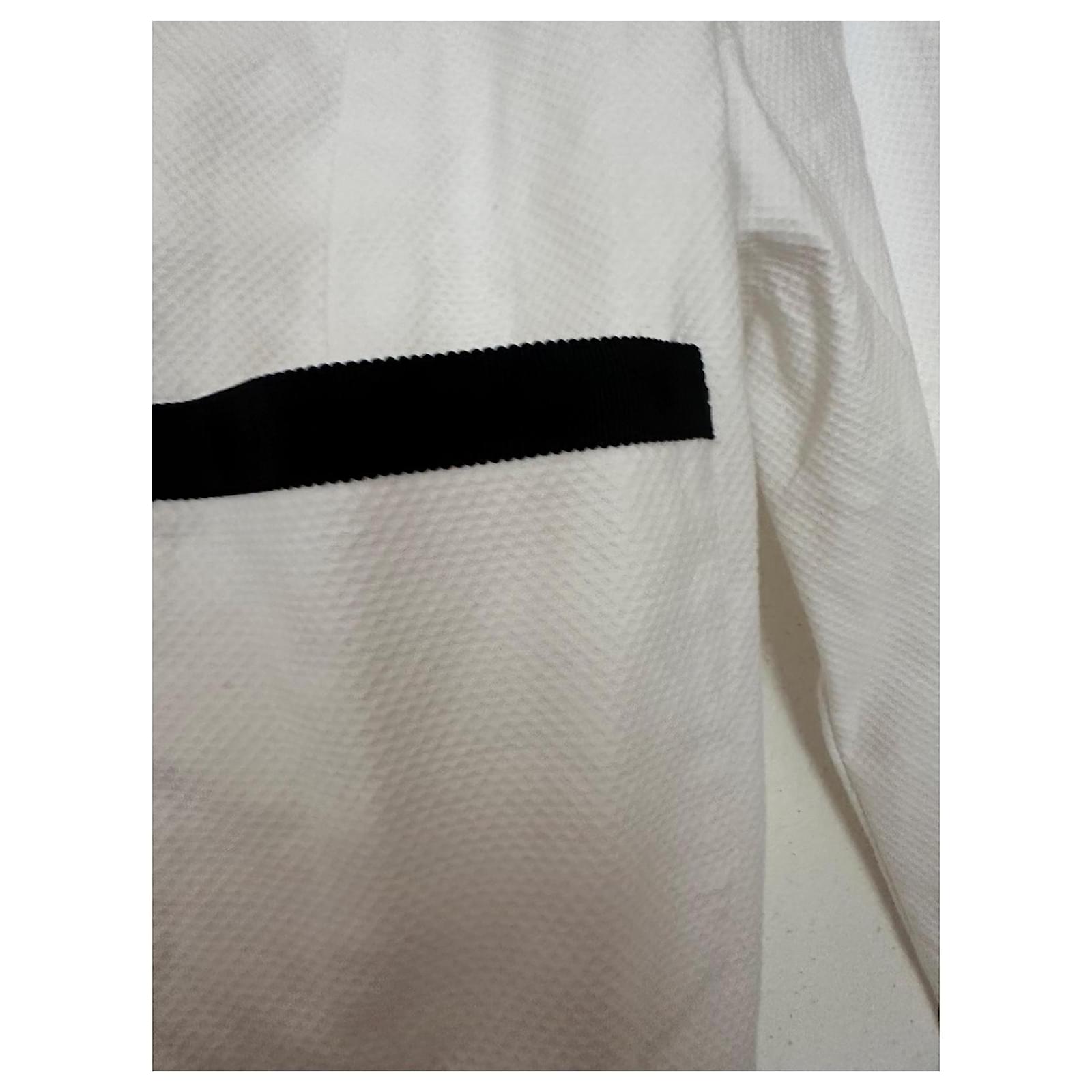 Chanel Uniform White Zipped Jacket Black Cotton Elastane ref