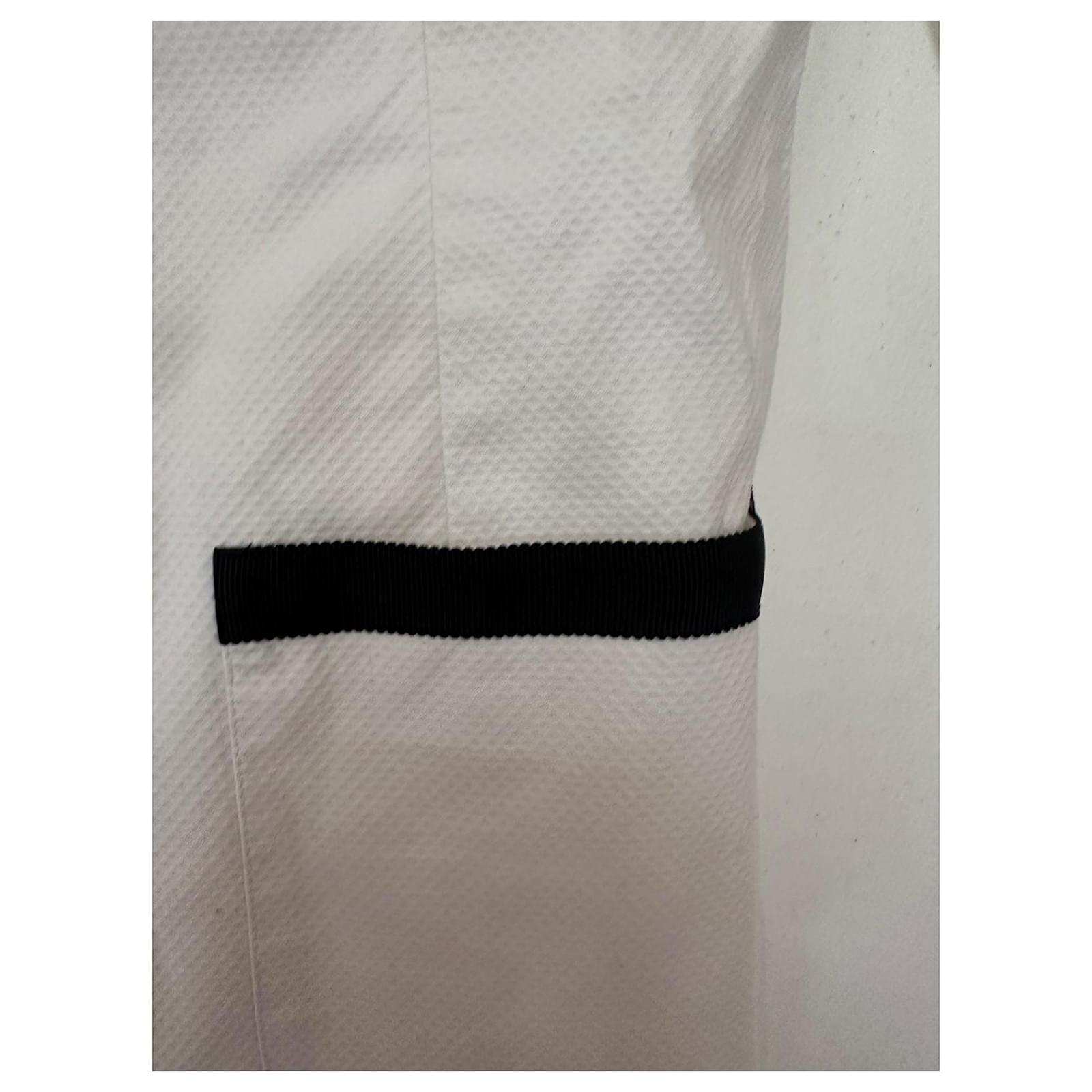 Chanel Uniform White Zipped Jacket Black Cotton Elastane ref