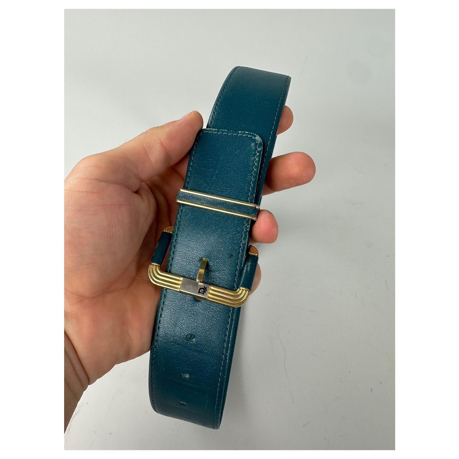 Christian Dior Vintage Belt Medium Blue Leather Women Dior Leather Medium Belts for Women for sale | eBay main image 4
