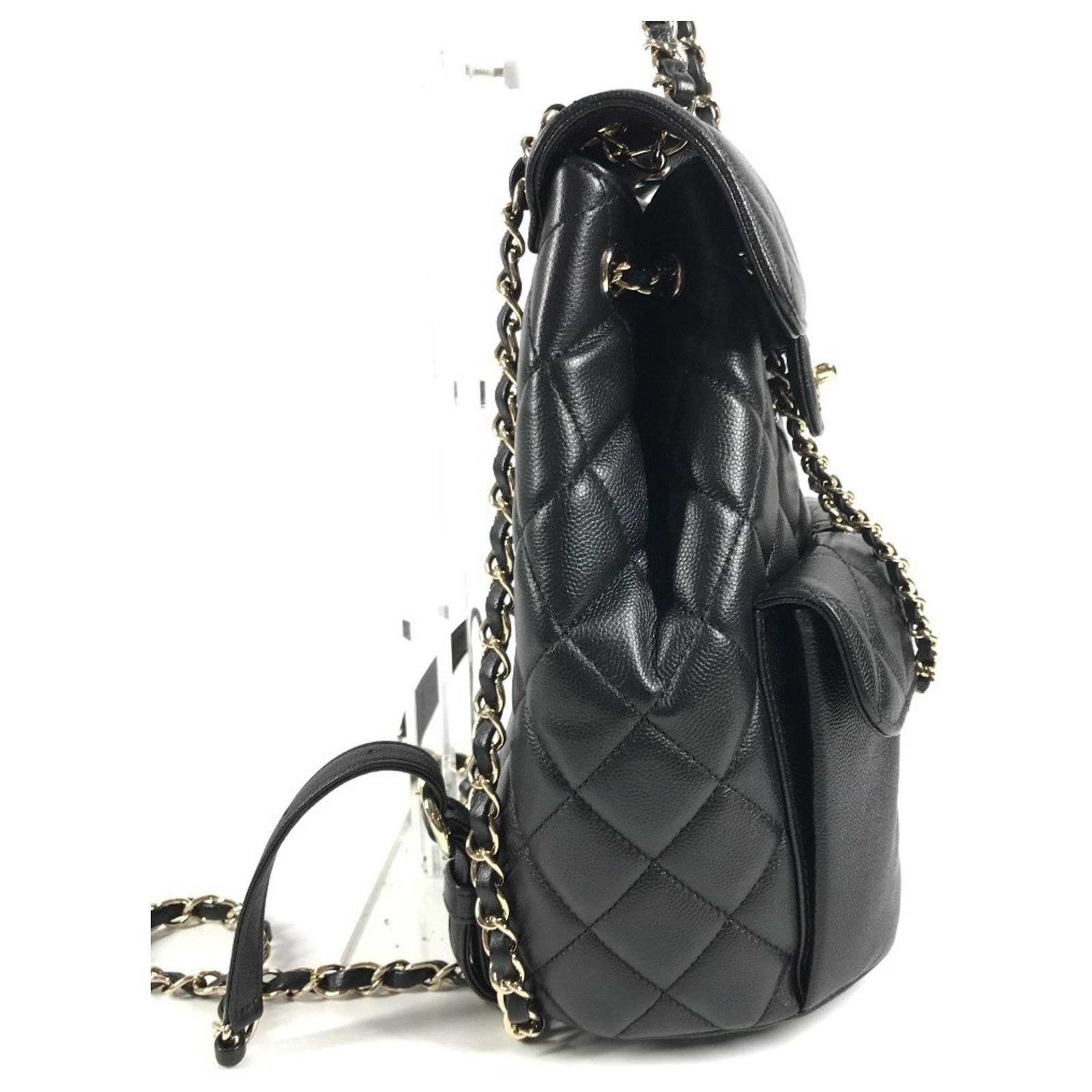 CHANEL Coco Mark CC Logo Quilted Matelassé Chain Backpack  display picture 2