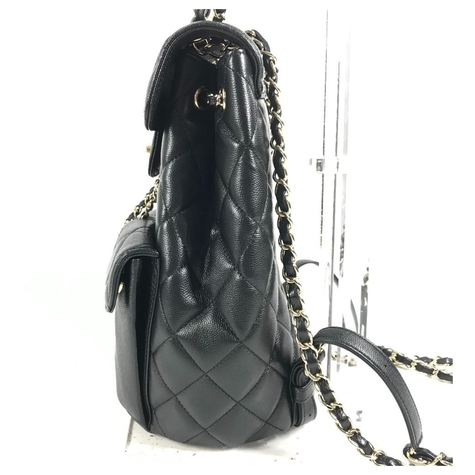 CHANEL Coco Mark CC Logo Quilted Matelassé Chain Backpack  display picture 2