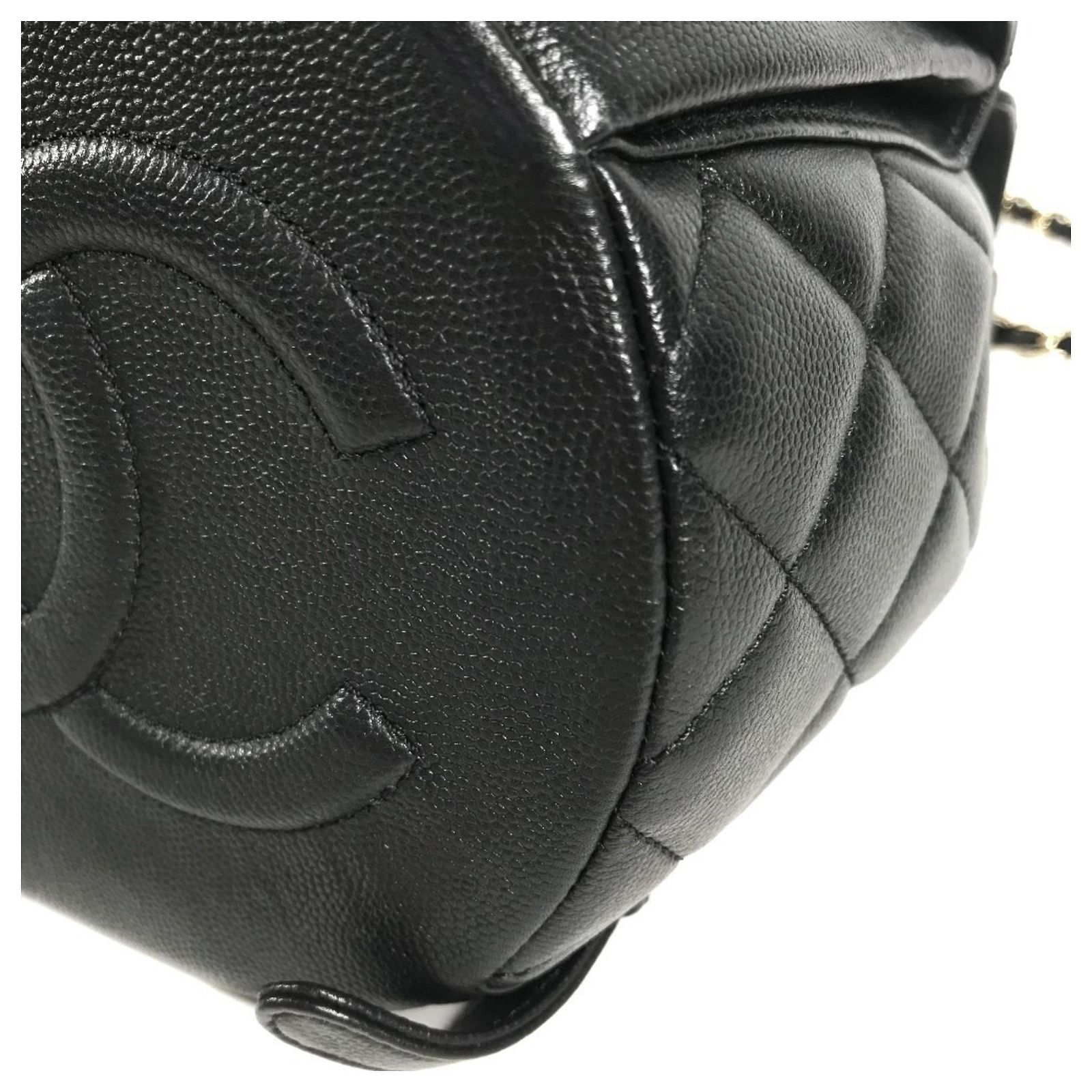 Chanel CC Logo Matelasse Caviar Skin Chain Backpack Black Chanel Caviar Quilted Small CC Day Backpack Black 1801151  main image 3