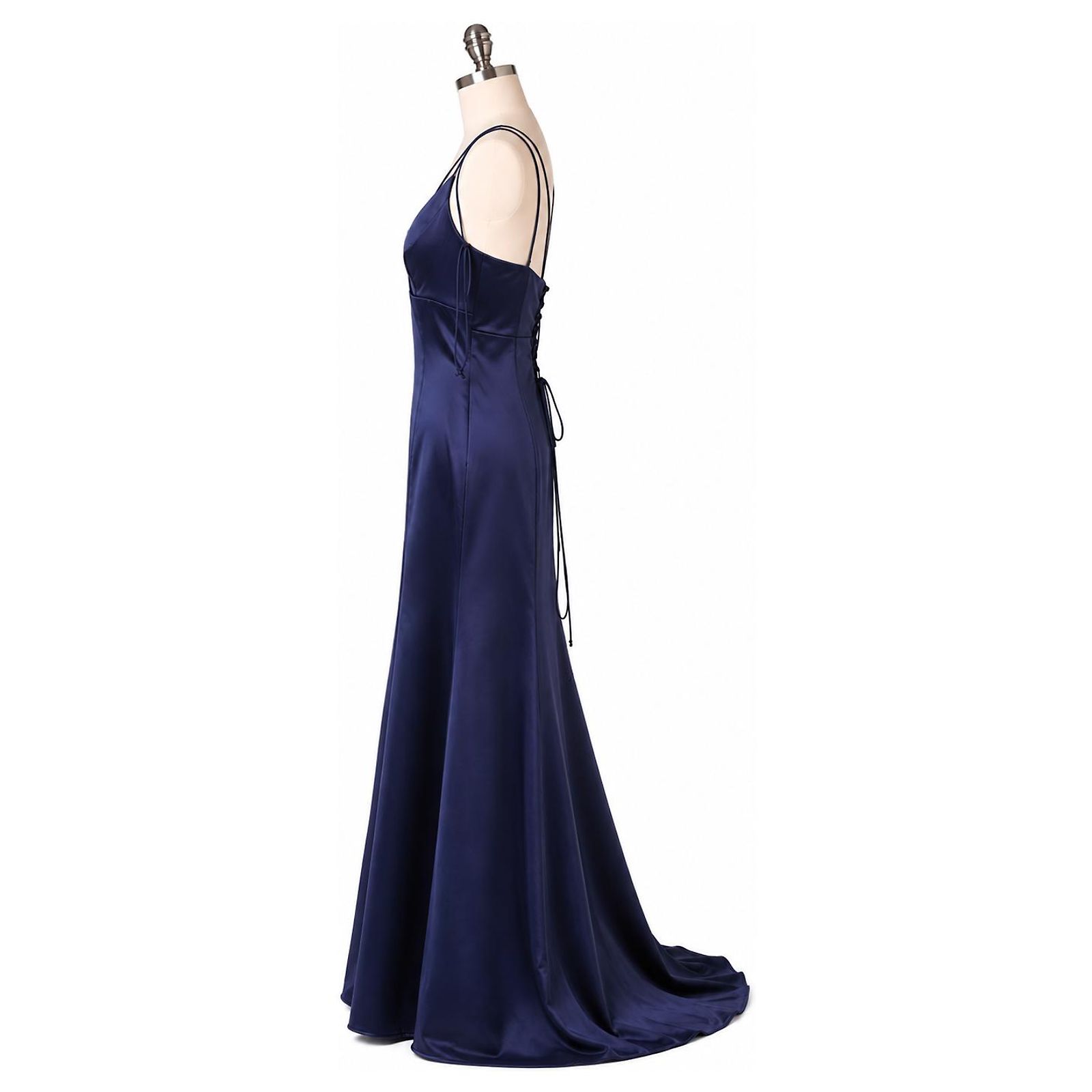 vera wang midnight blue bridesmaid dress Navy Satin Evening Gown with Corset Lacing Dark blue Polyester ref.3186470 occasion:work Chic / Beautiful Black Size:150 cm
