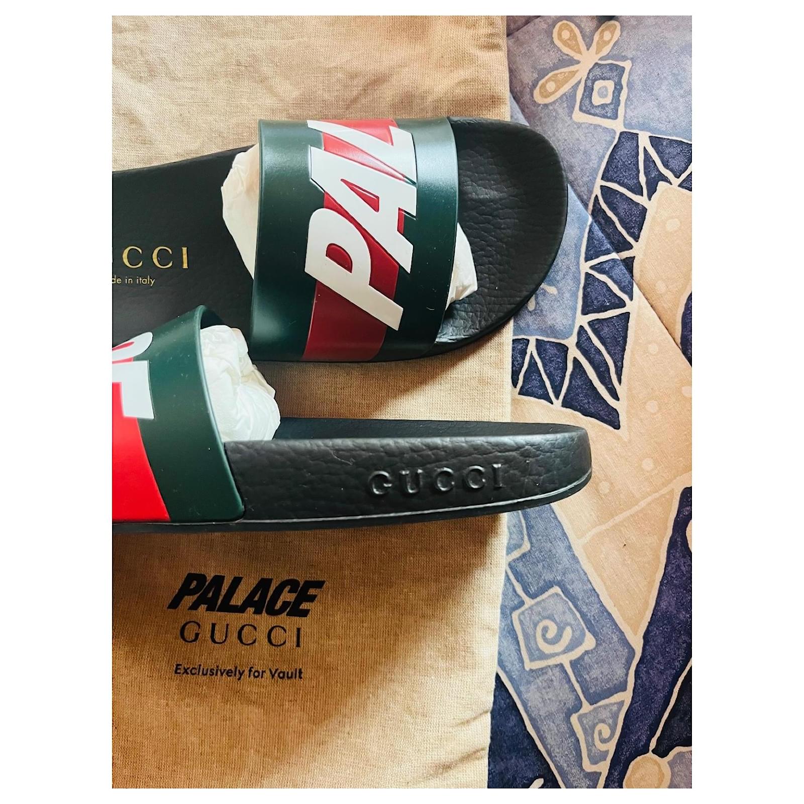 Gucci x Palace Rubber Slides Black Red Green ref.3188349 - Joli Closet