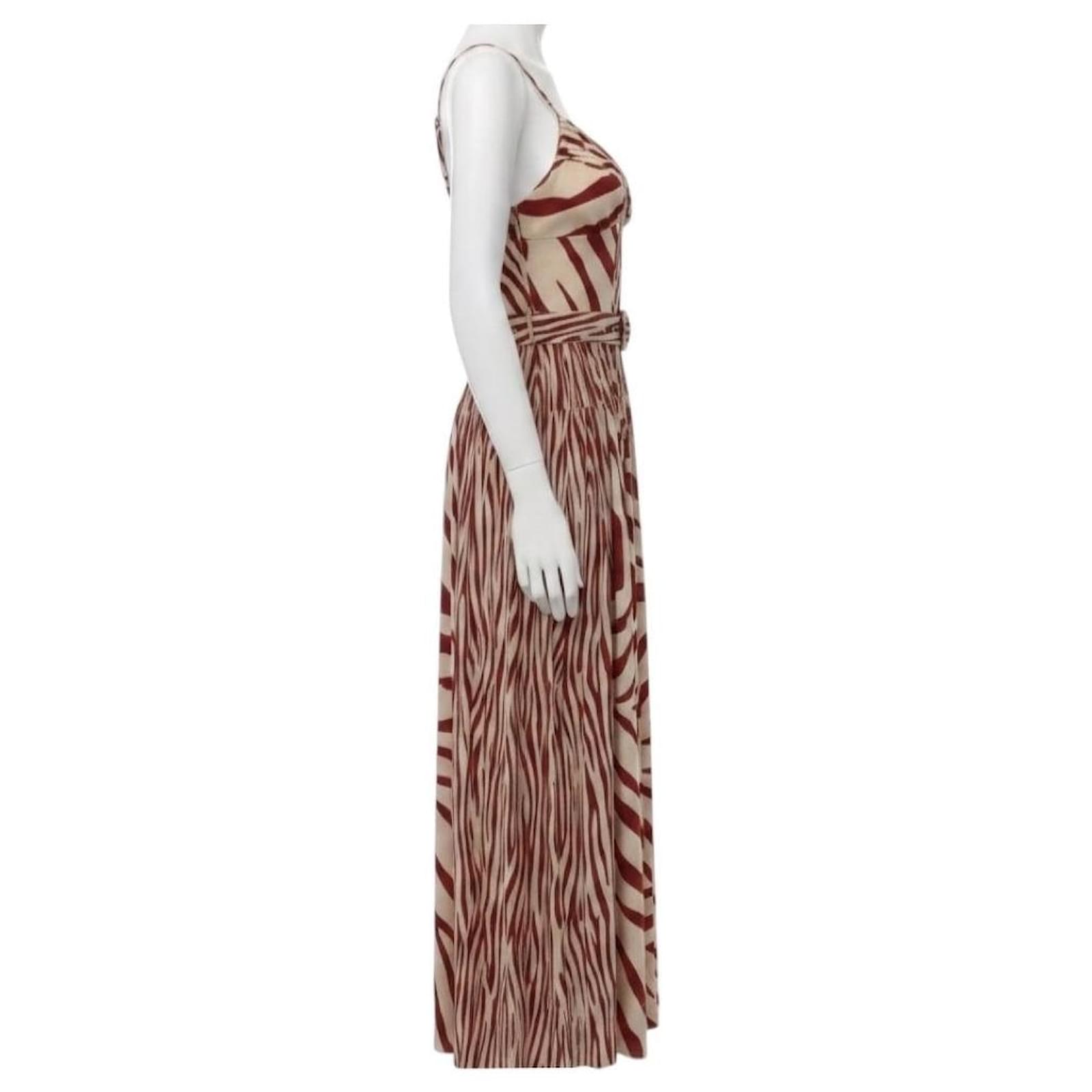 nicholas mireille belted pintuck midi dress Nicholas Kirkwood Nicholas Ivory / Brick Toledo Print Mireille Belted  Pintuck Midi Dress Multiple colors Linen ref.3196371