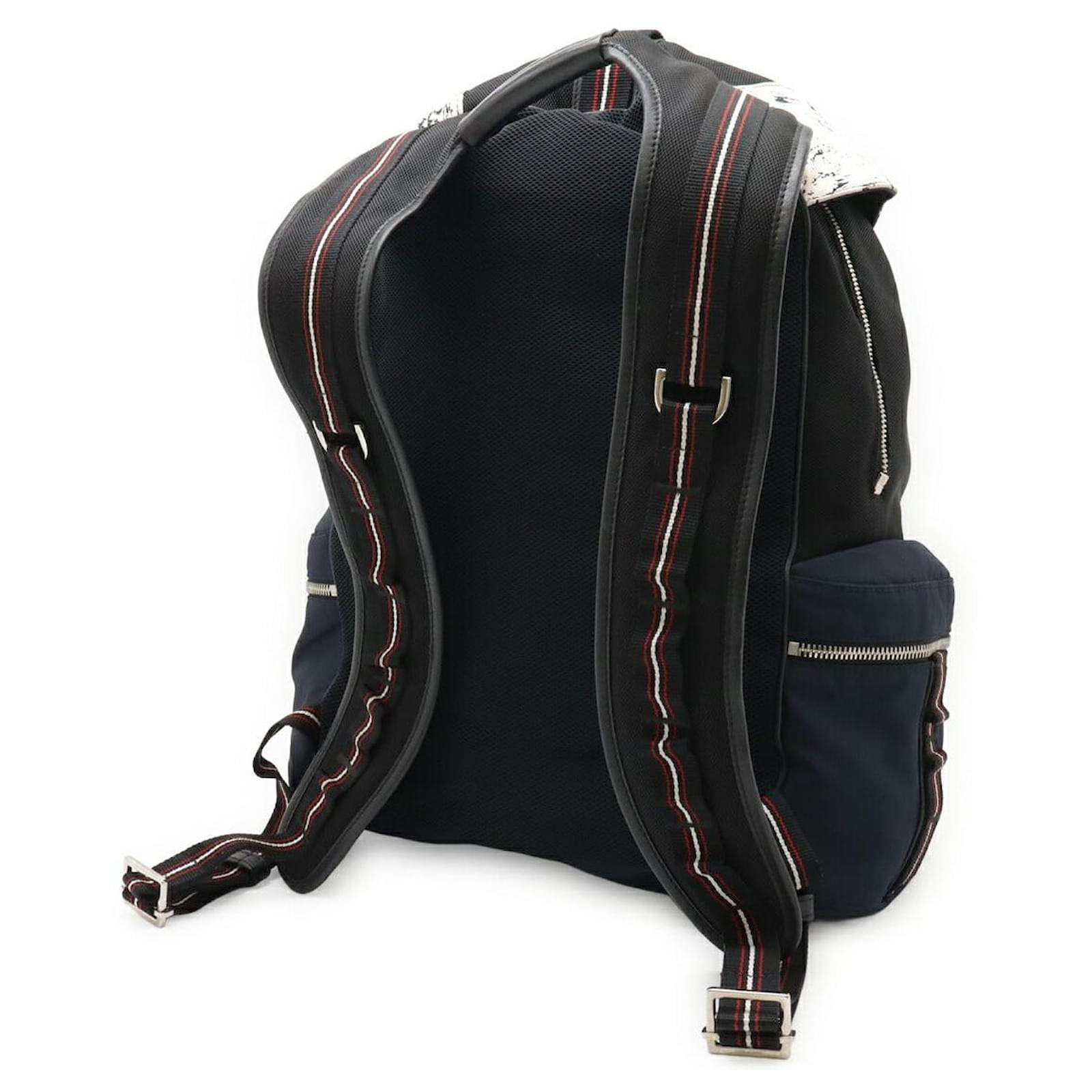 バッグ Rare DIOR HOMME Pleated Leather Backpack Christian Dior DIOR HOMME Nylon Leather Backpack Black White Navy