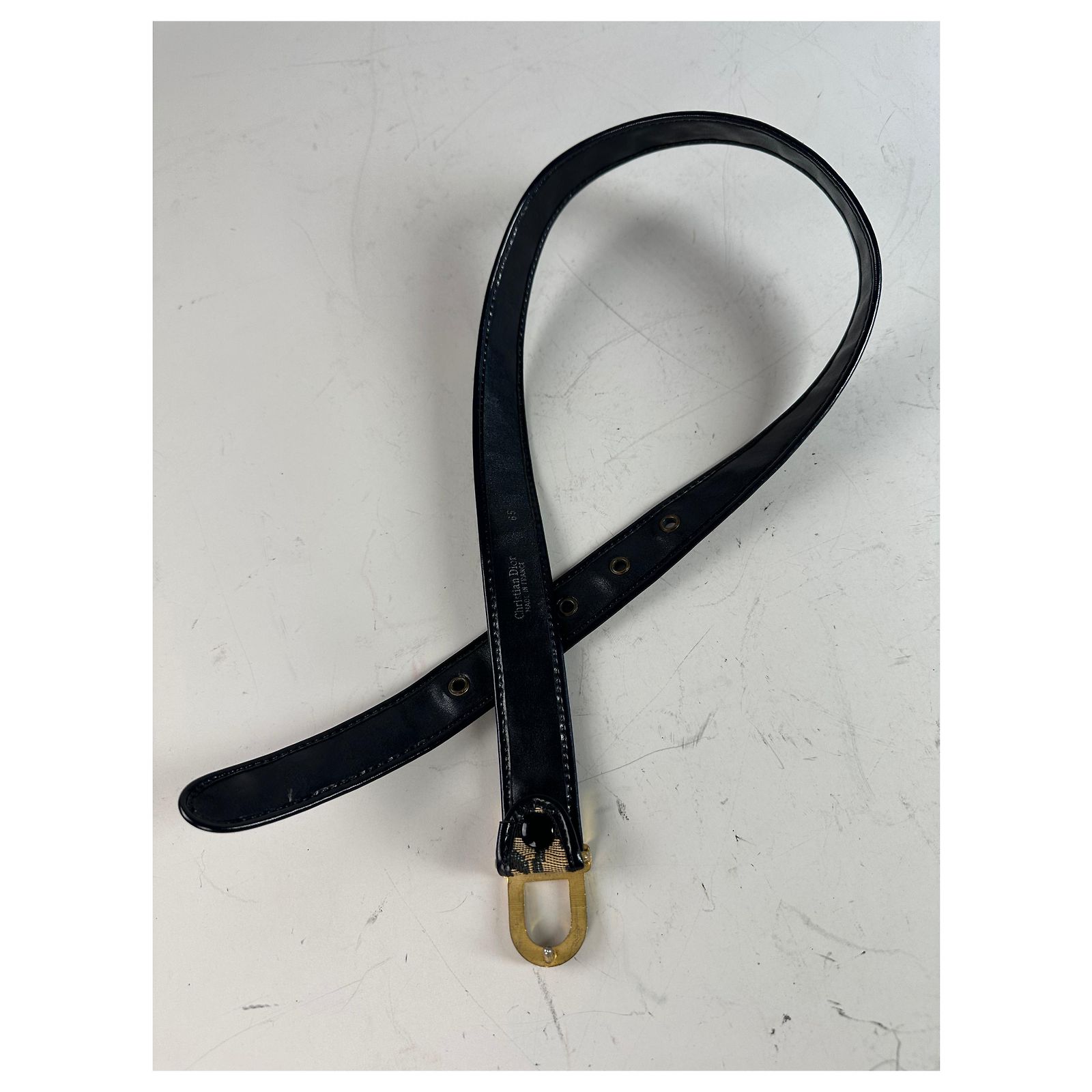 Dior Vintage Oblique 70 cm Black Gold Canvas Belt DIOR Men Black Leather Reversible Belt 35mm w/Gold Oblique  main image 2