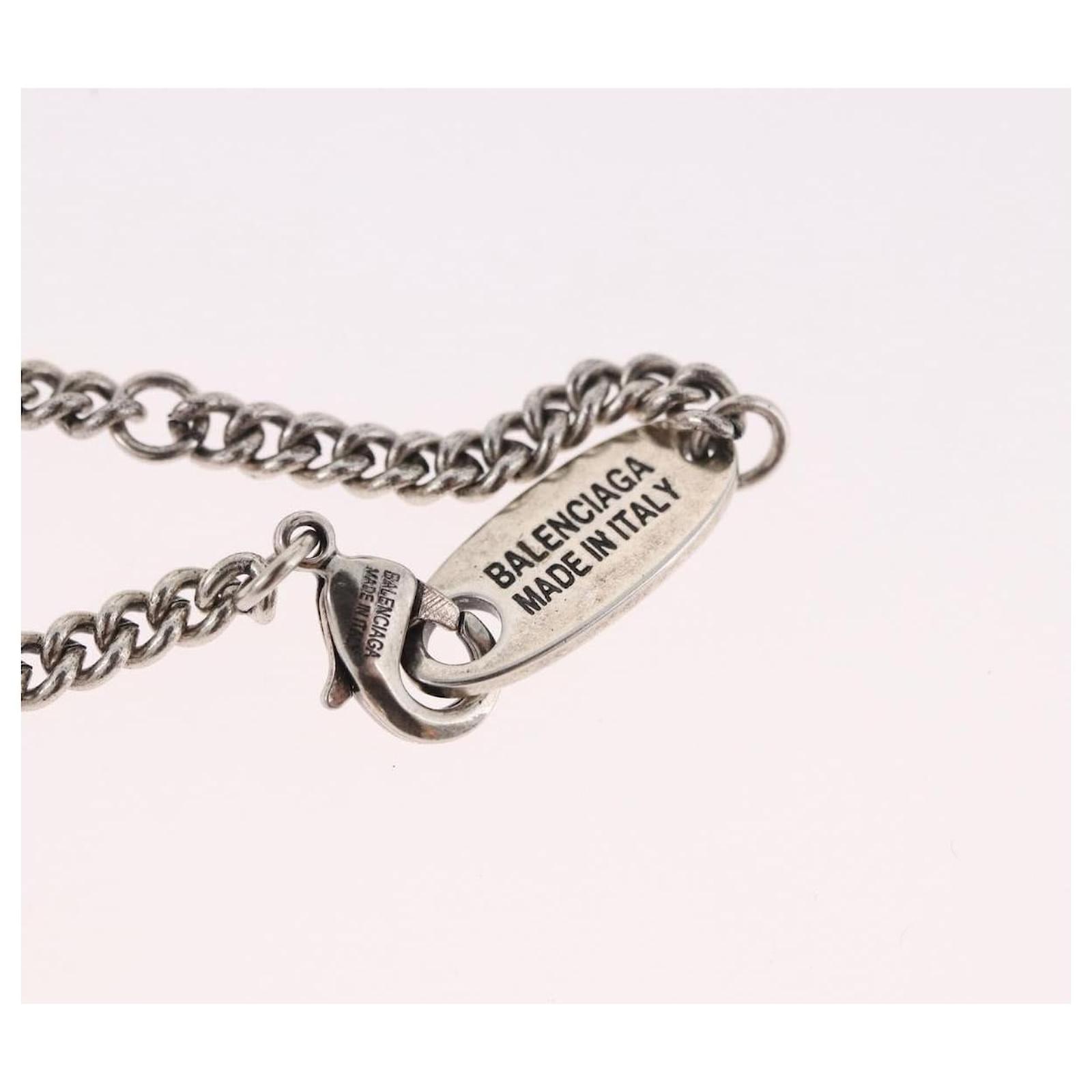 BALENCIAGA BB Icon Necklace metal Silver tone Auth 186316A ref