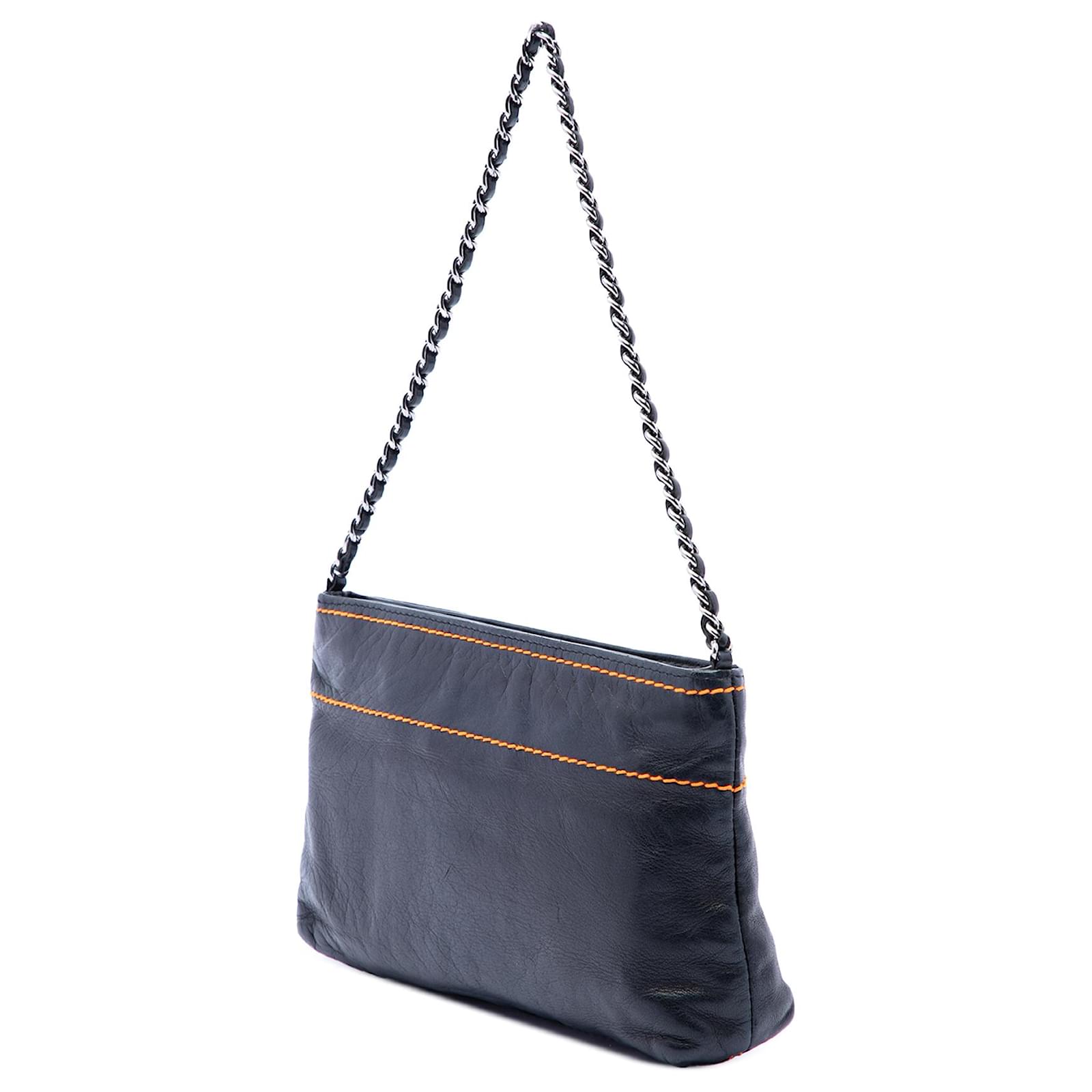Chanel Black Lambskin LAX Chain Pochette Leather ref.3210469
