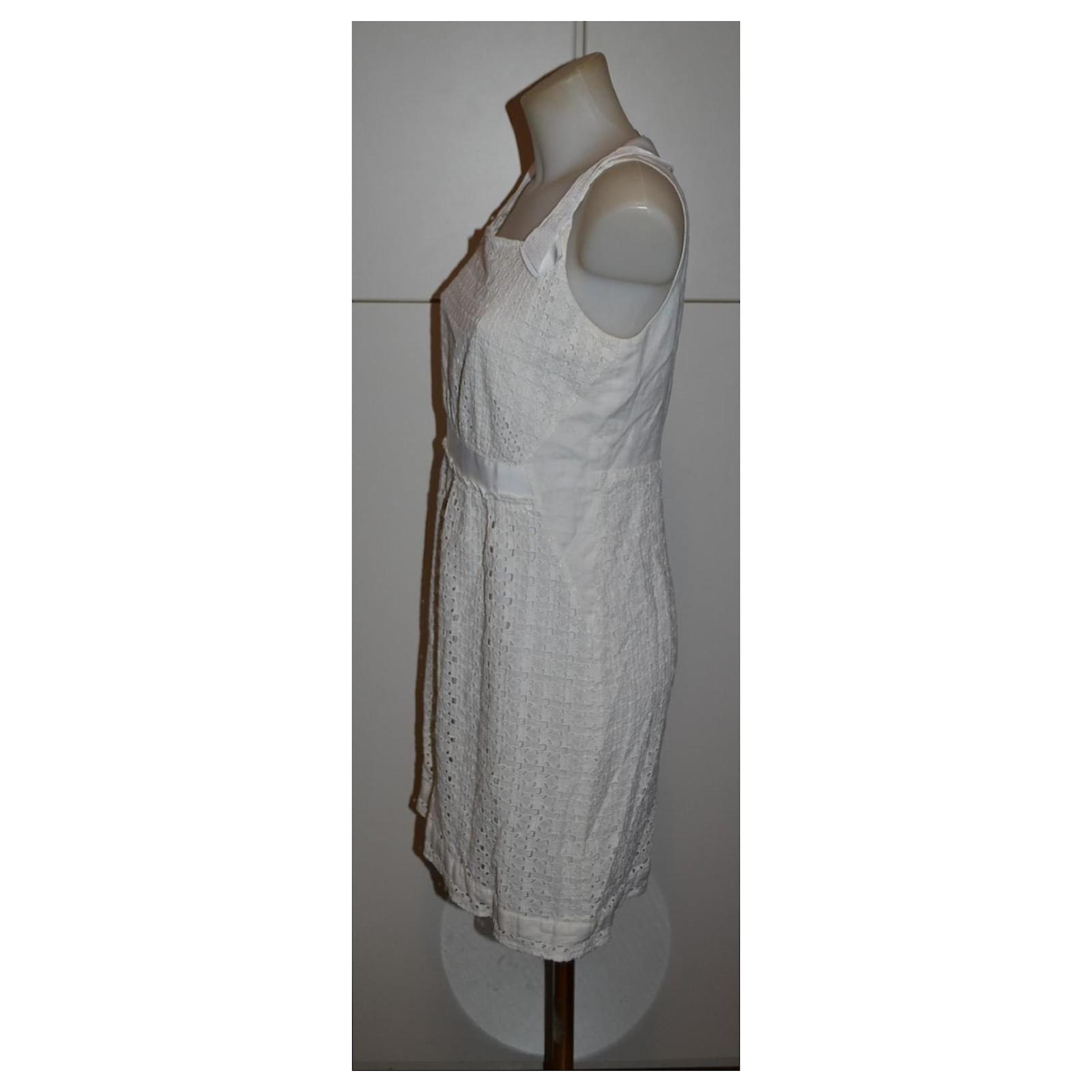 tahari white lace dress Elie Tahari White Cotton Lace Dress Size 10 US