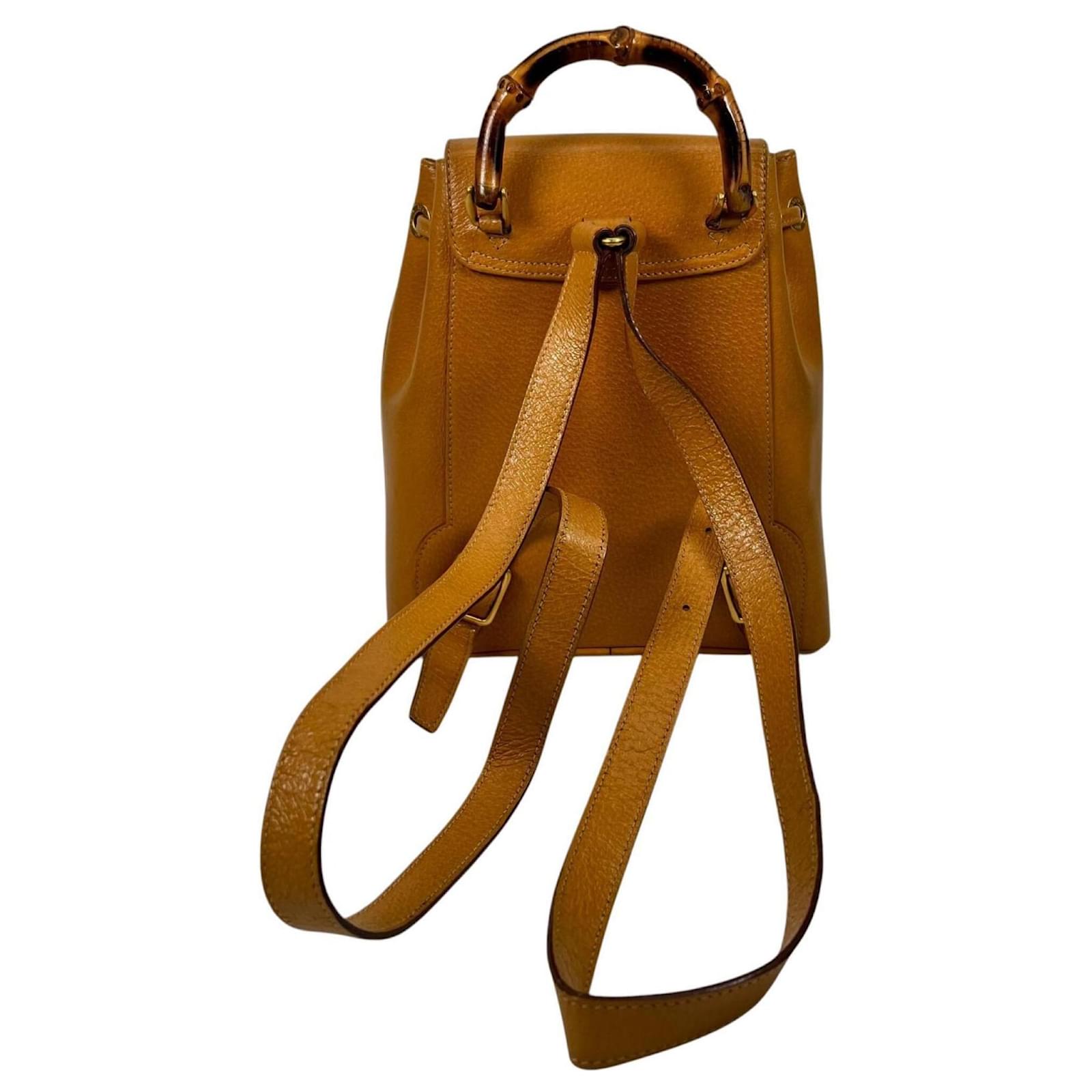 Gucci Bamboo Backpack Brown Golden Leather ref.3221770 - Joli Closet