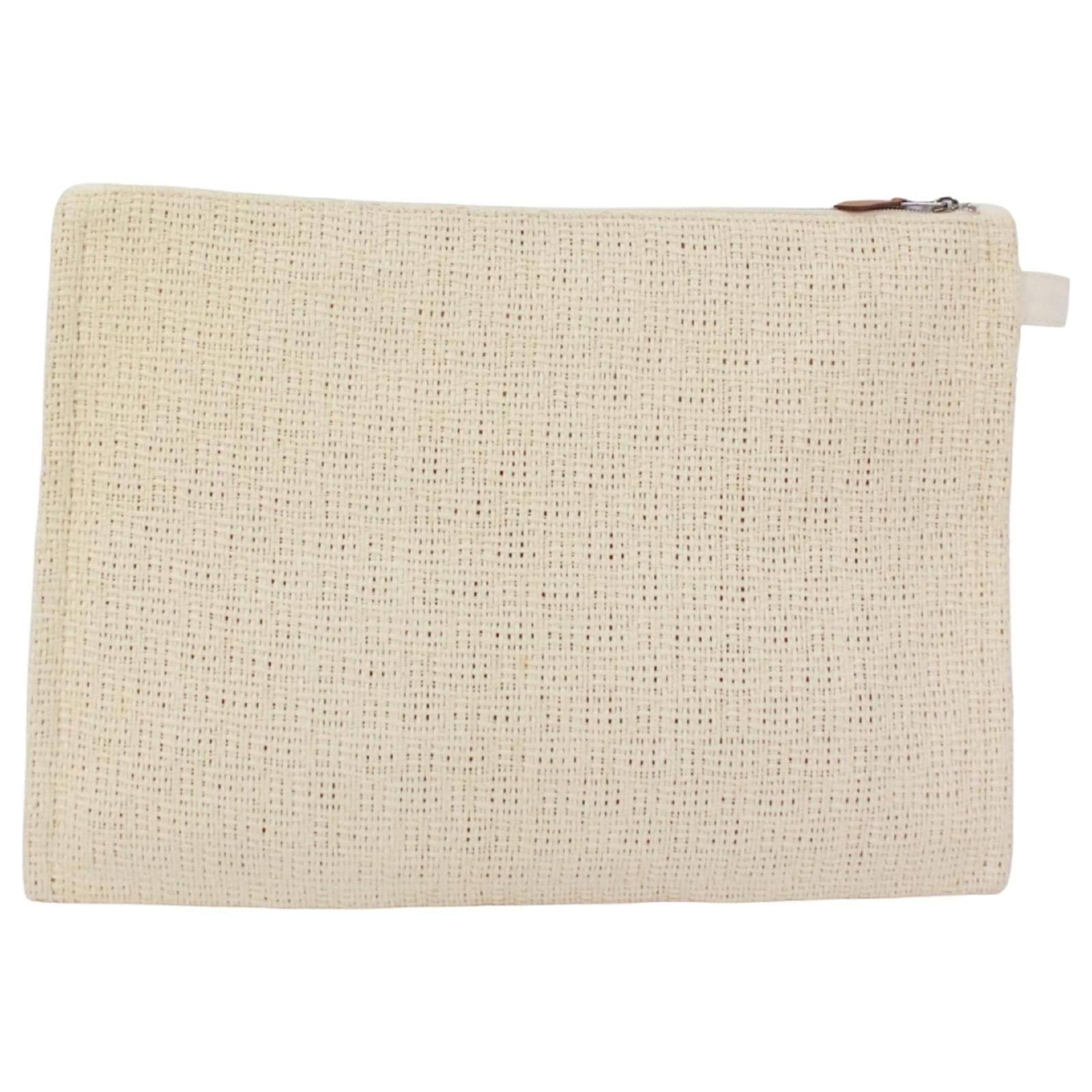 Hermès HERMES Bora Pouch GM Bag, Straw Cotton, Natural, Men's