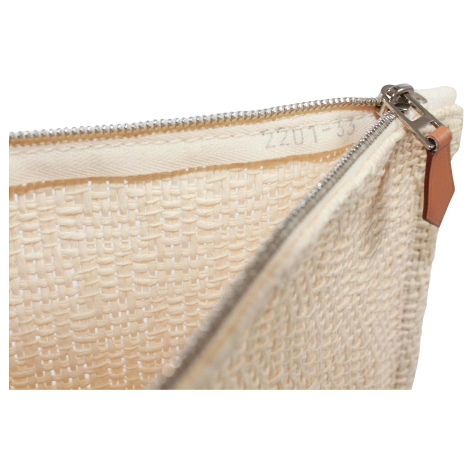 Hermès HERMES Bora Pouch GM Bag, Straw Cotton, Natural, Men's