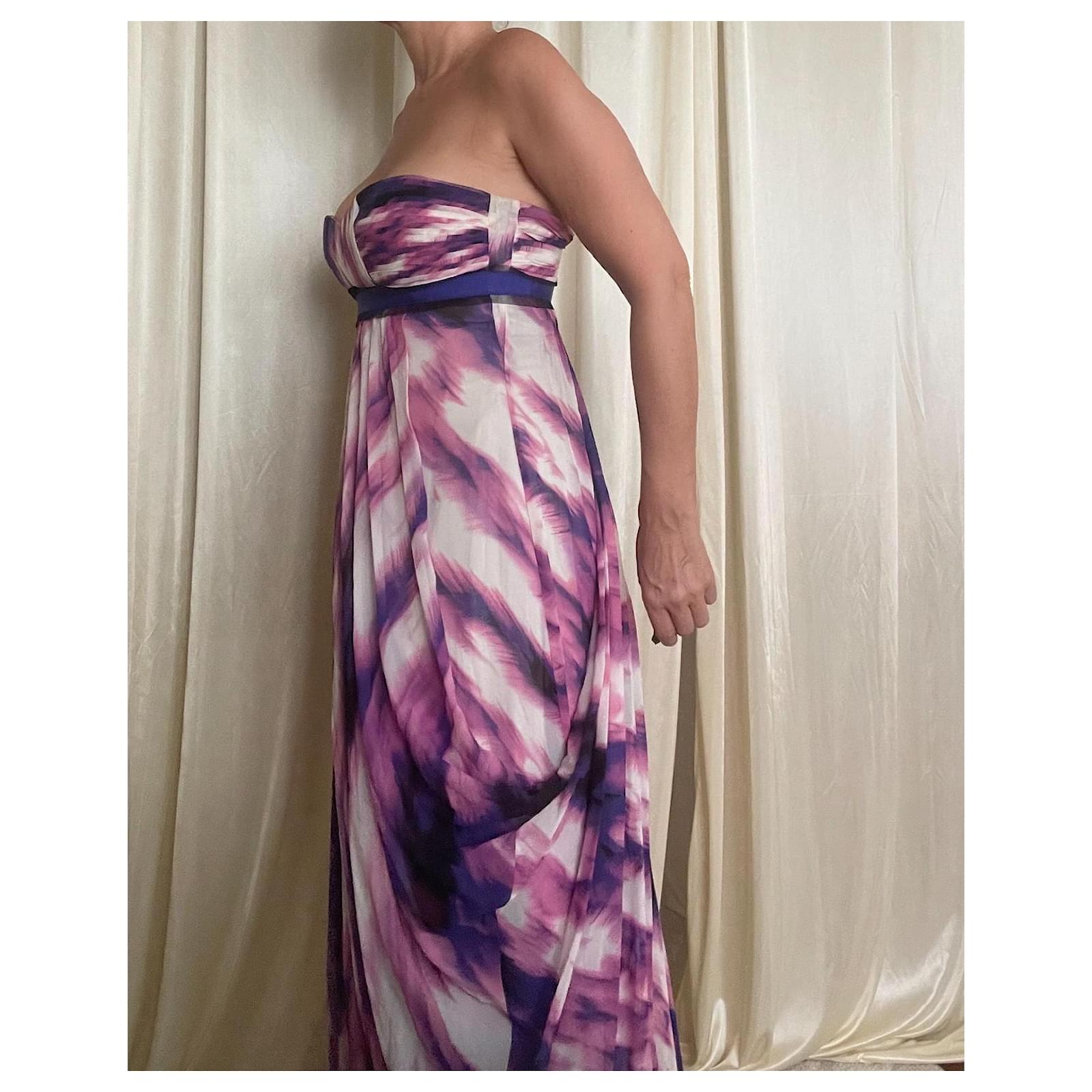 bcbg purple dress strapless BCBG MAX AZRIA Poppy Strapless Floral Appliqu Gown DRESS Fragrant Lilac 68