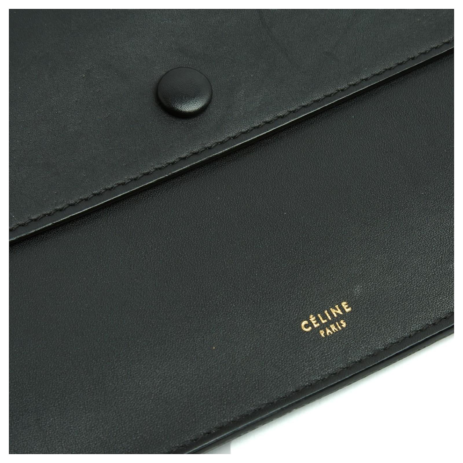 Céline Pochette Enveloppe Noir Phoebe Philo Black Matt Leather