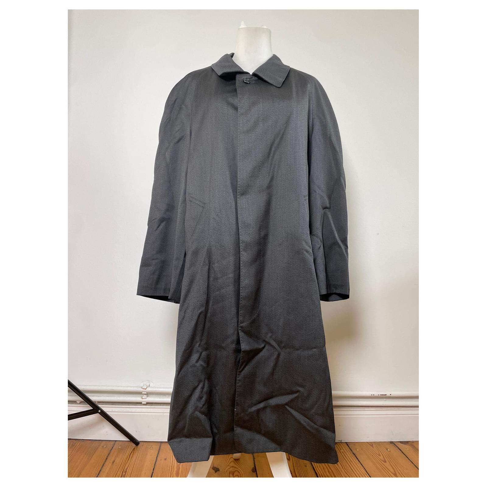 Vintage Yves Saint Laurent Men's Wool Blend Overcoat Dark Grey M