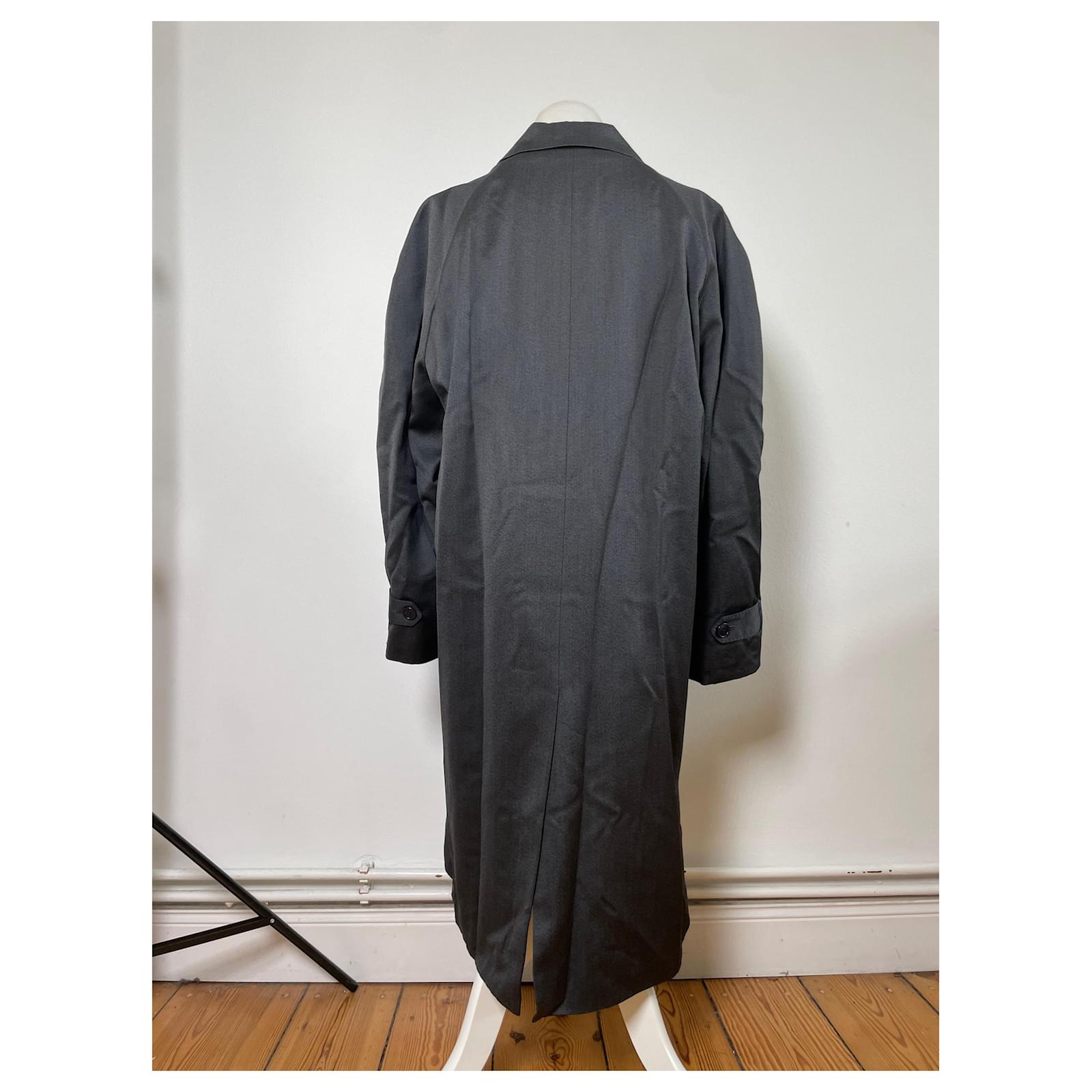 Vintage Yves Saint Laurent Men's Wool Blend Overcoat Dark Grey M