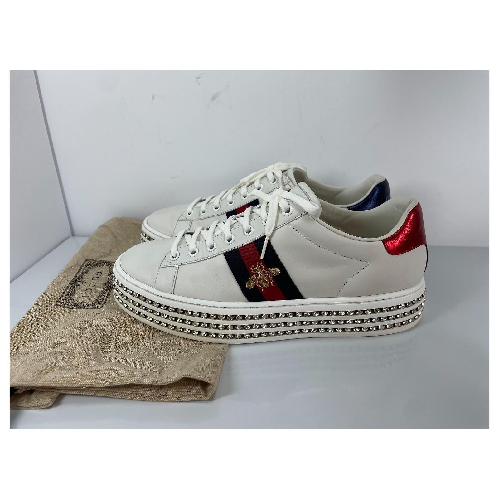 Gucci Ace Bee Crystal Platform Sneakers ref.3304623 - Joli Closet